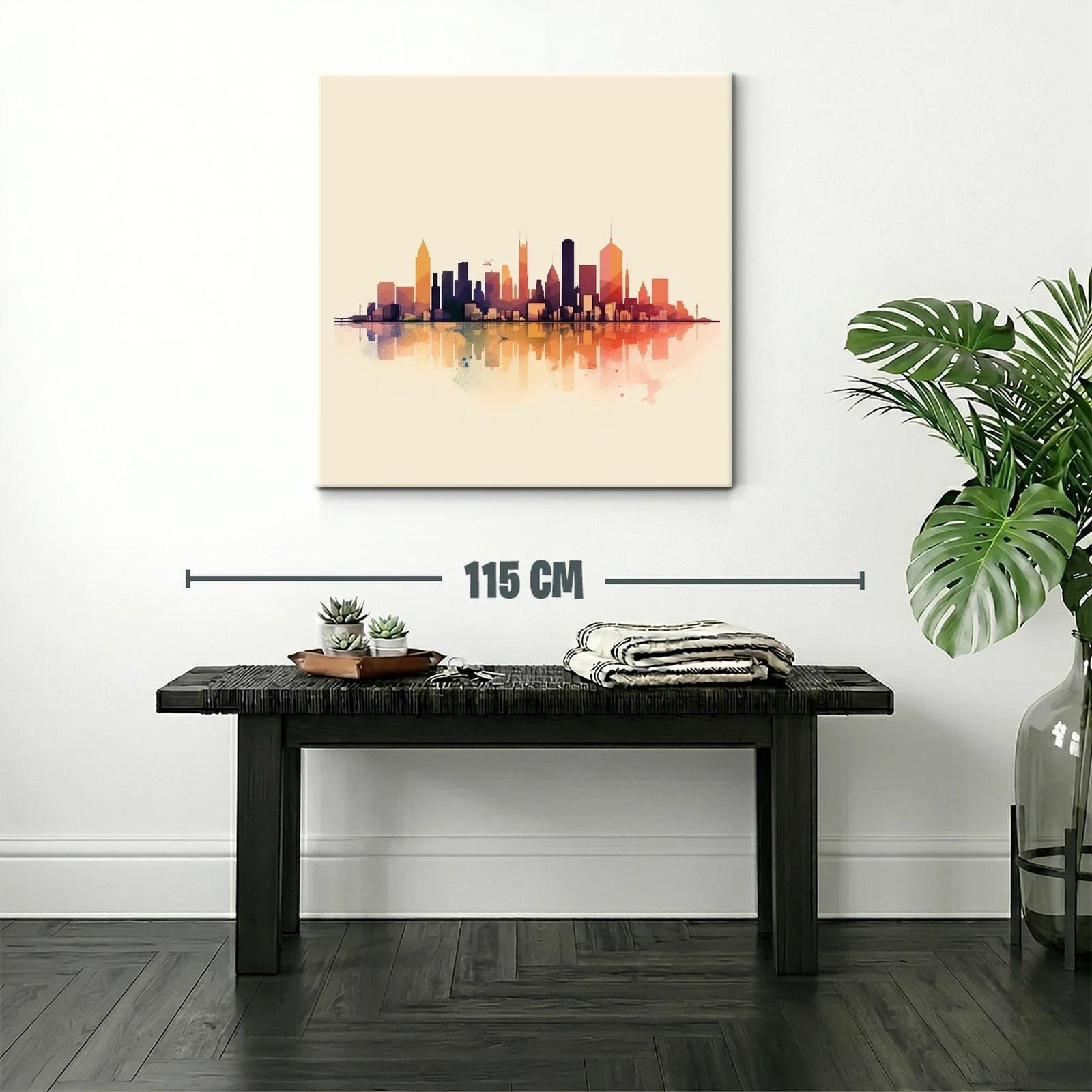 Panorámica urbana con reflejos en tonos cálidos y modernos — miniatura 2