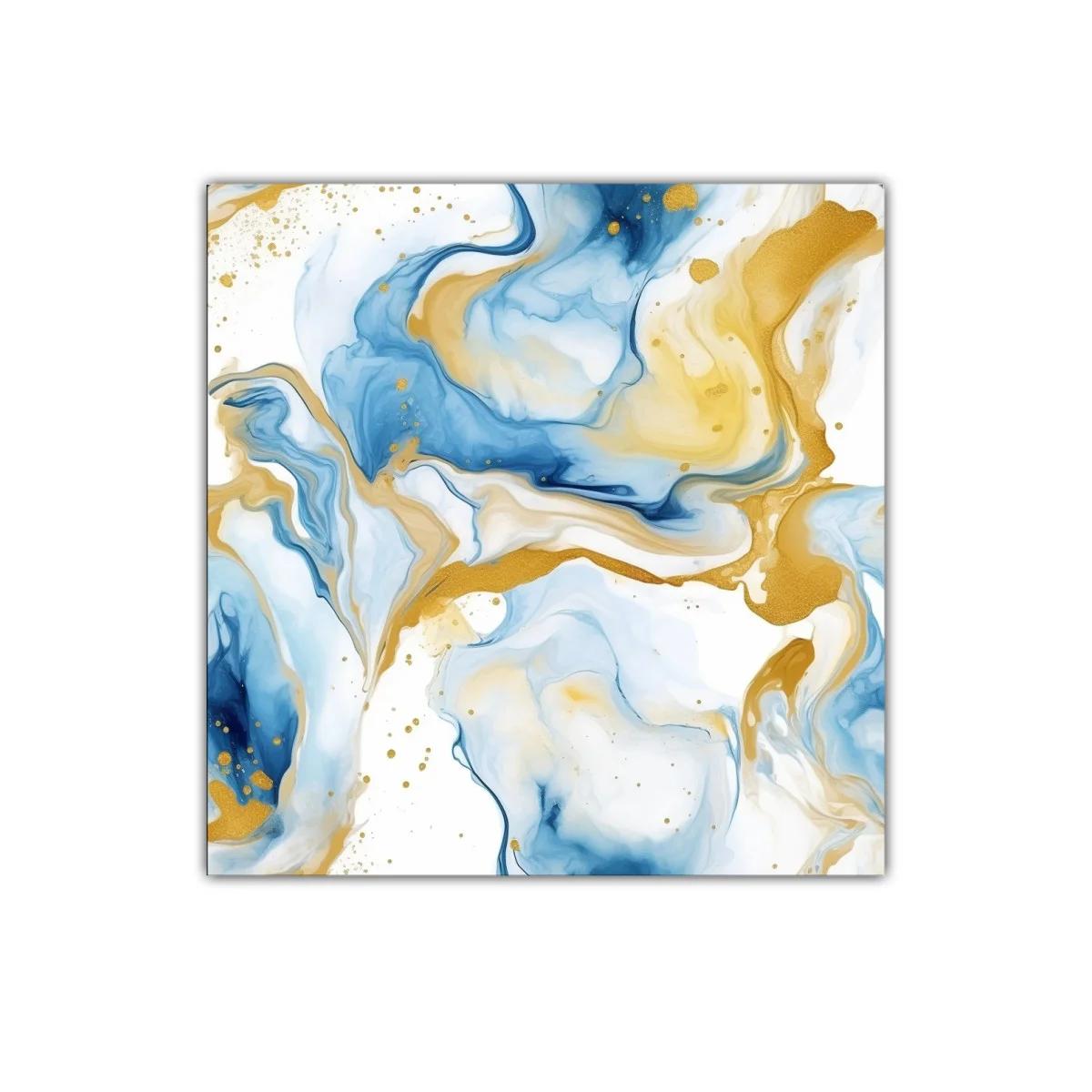 Composición abstracta en tonos azules y dorados — miniatura 1