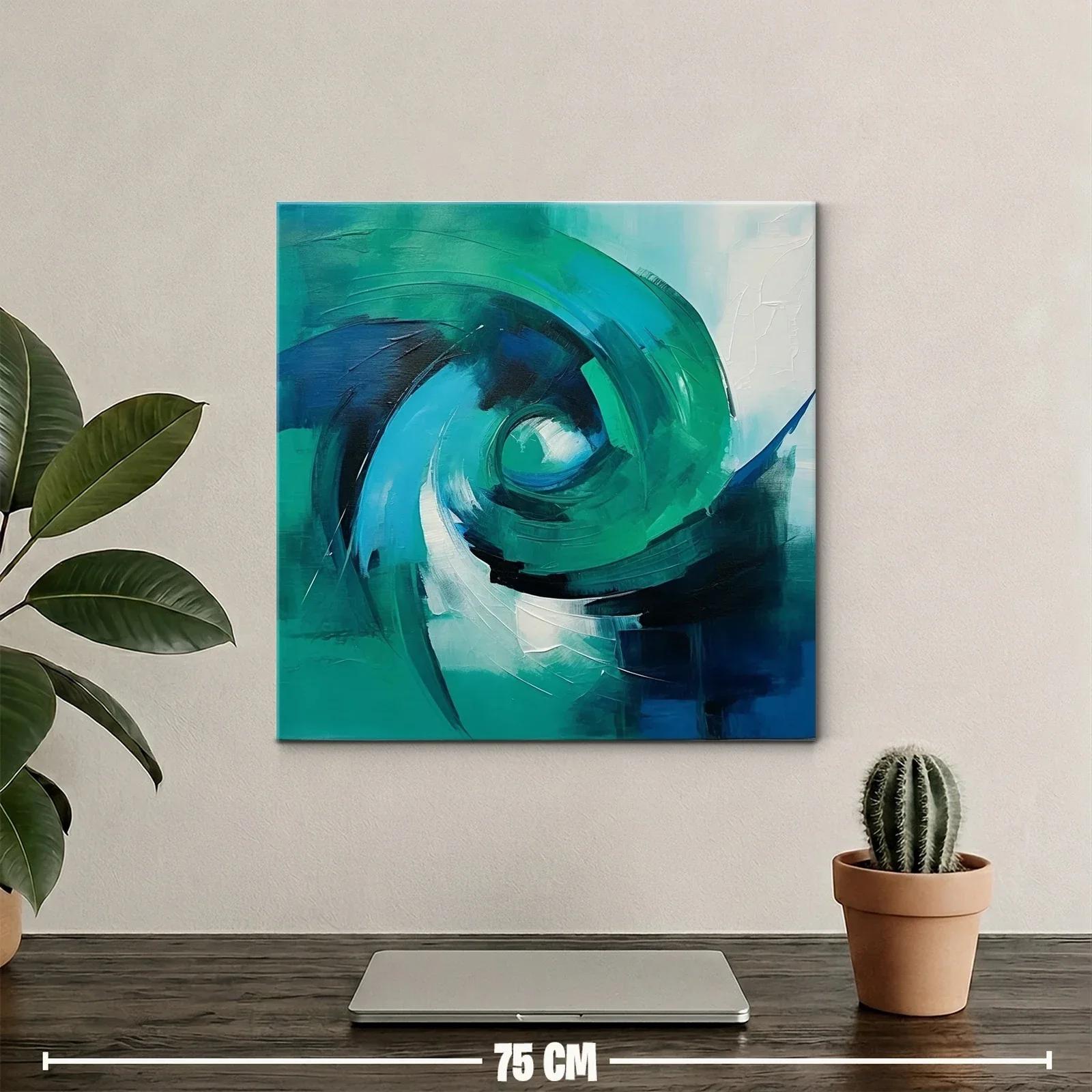 Cuadro abstracto en tonos azules y verdes vibrantes — miniatura 2