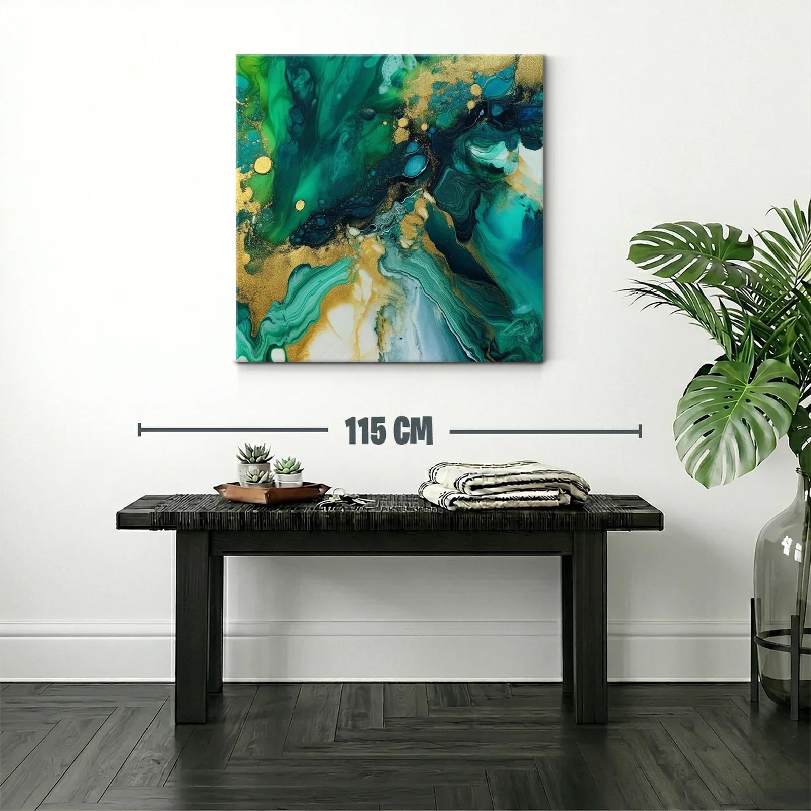 Arte abstracto en tonos verdes y dorados vibrantes — miniatura 2