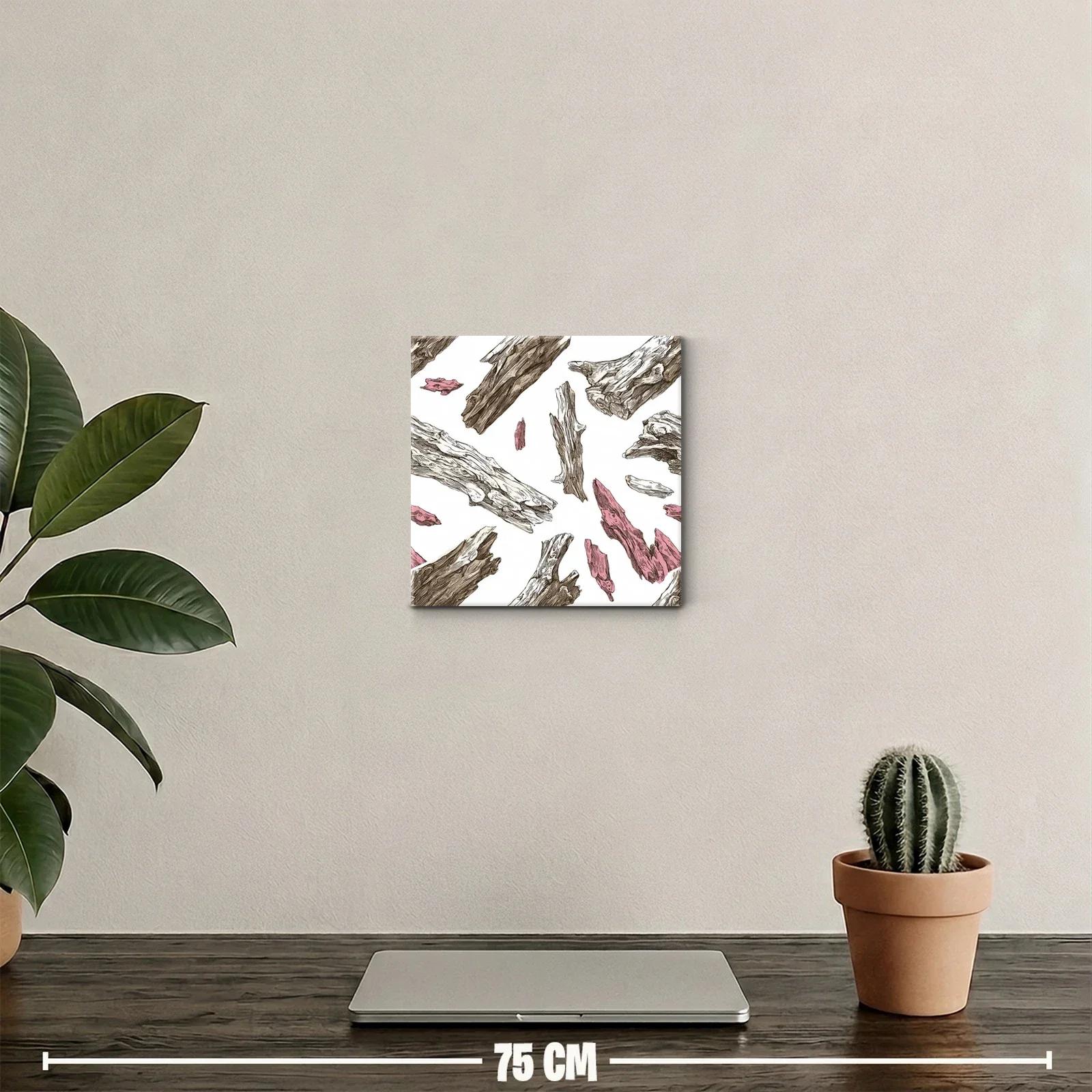 Composición moderna con fragmentos de madera en tonos naturales y rosa — miniatura 2
