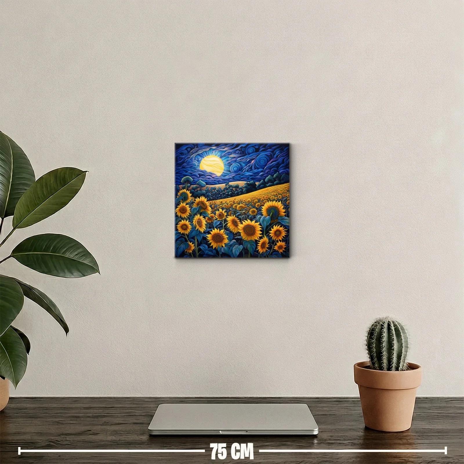 Campo de girasoles bajo un cielo nocturno vibrante — miniatura 2