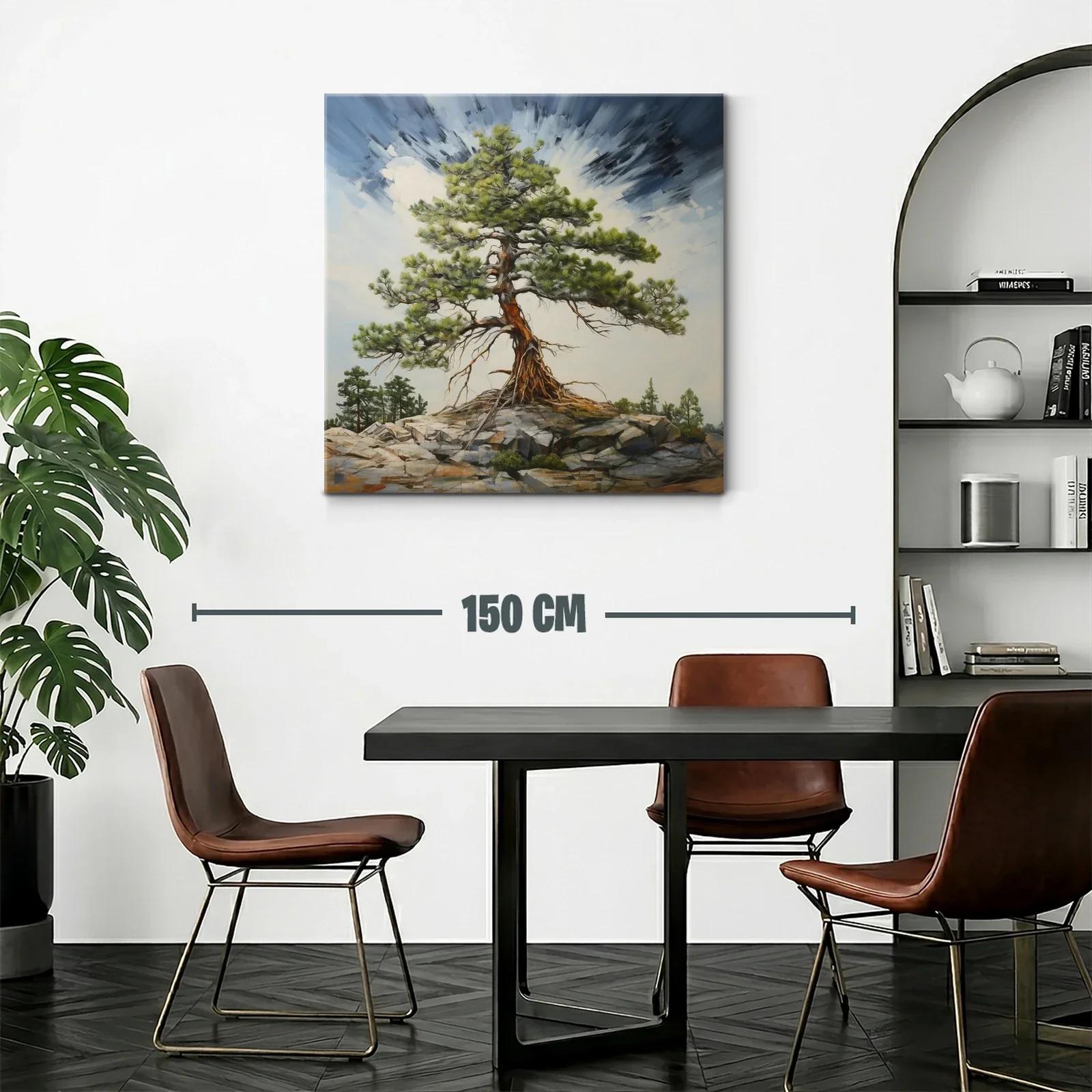 Árbol solitario en paisaje rocoso con explosión de luz — miniatura 2
