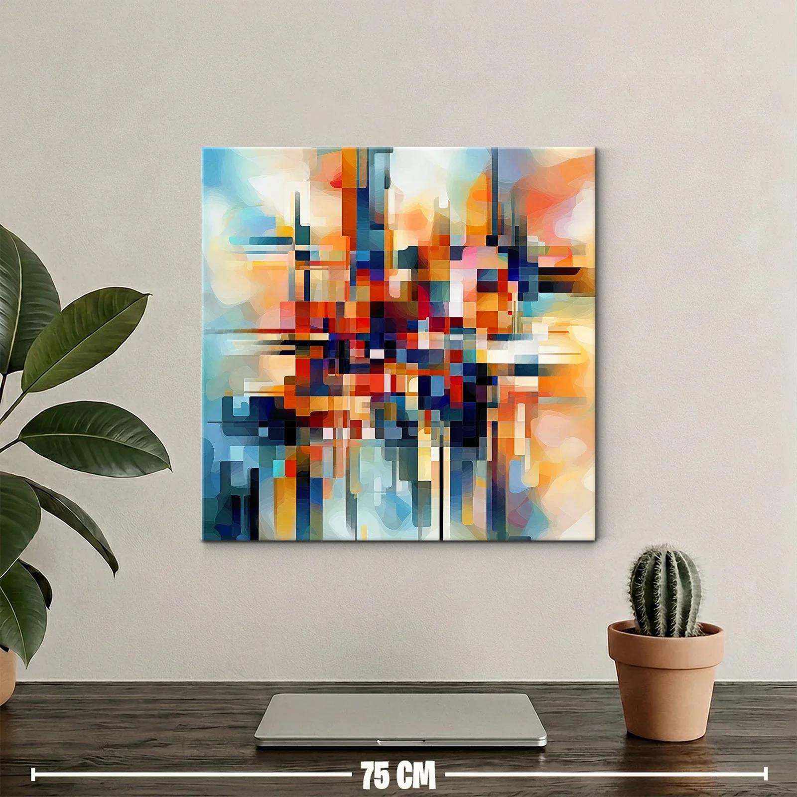 Cuadro abstracto geométrico en tonos vibrantes y cálidos — miniatura 2