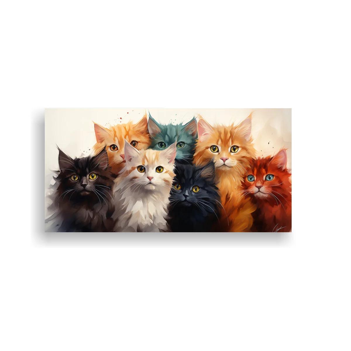 Cuadro grupo de gatos de pelo largo con salpicaduras — imagen principal