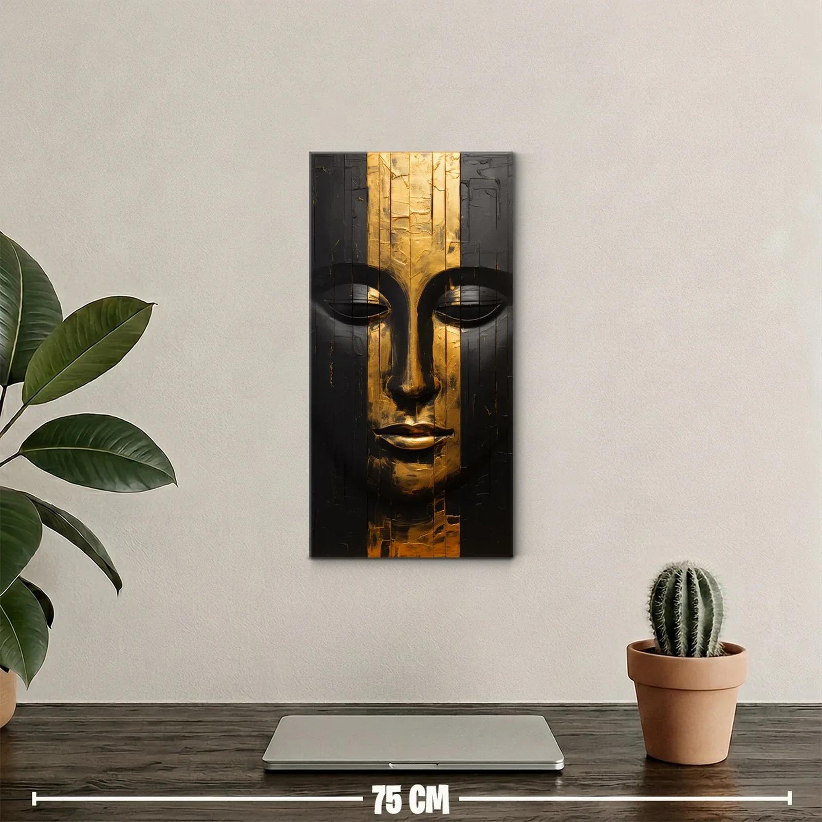 Cuadro rostro de máscara africana con franja dorada — miniatura 2
