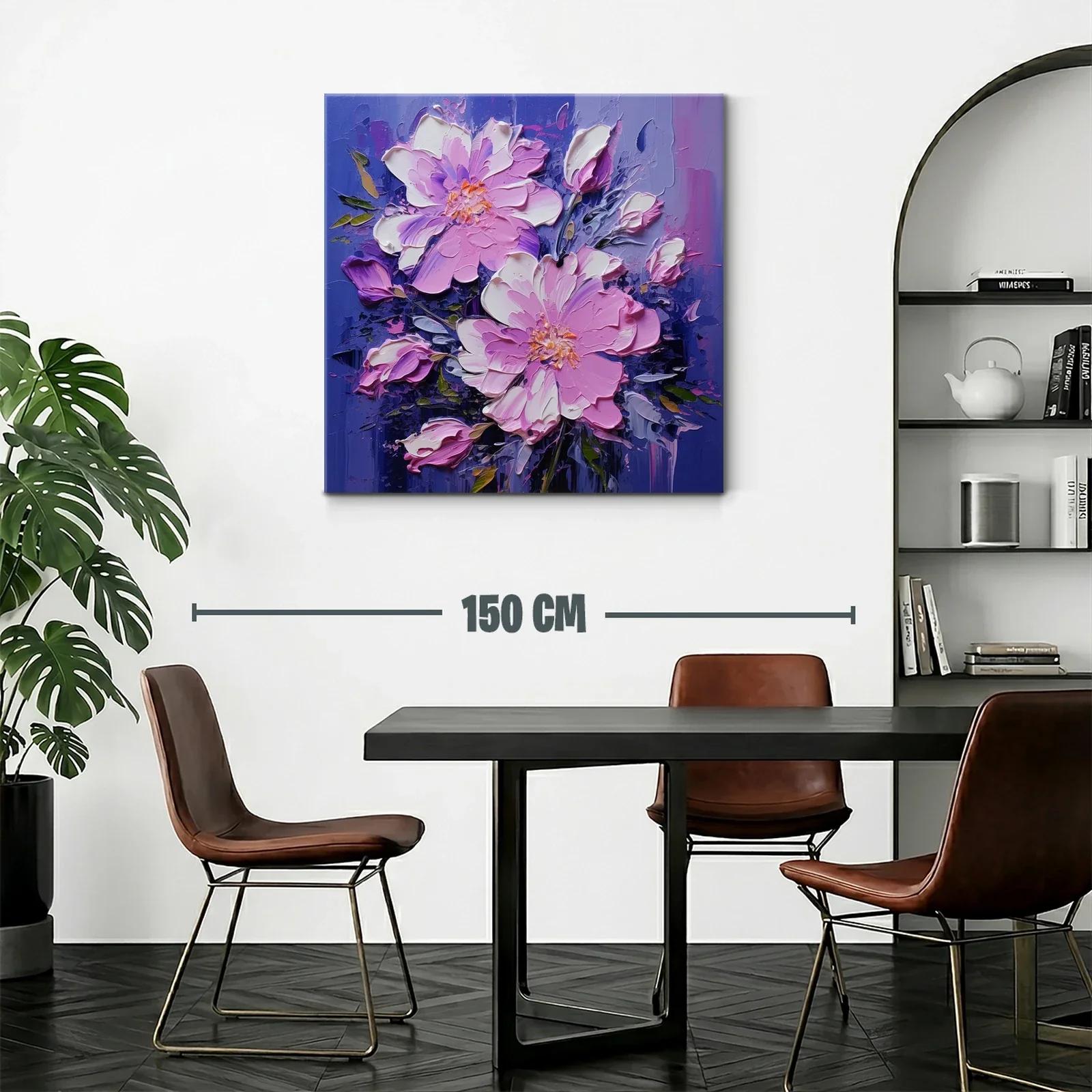 Cuadro floral en tonos violetas y rosas vibrantes — miniatura 2