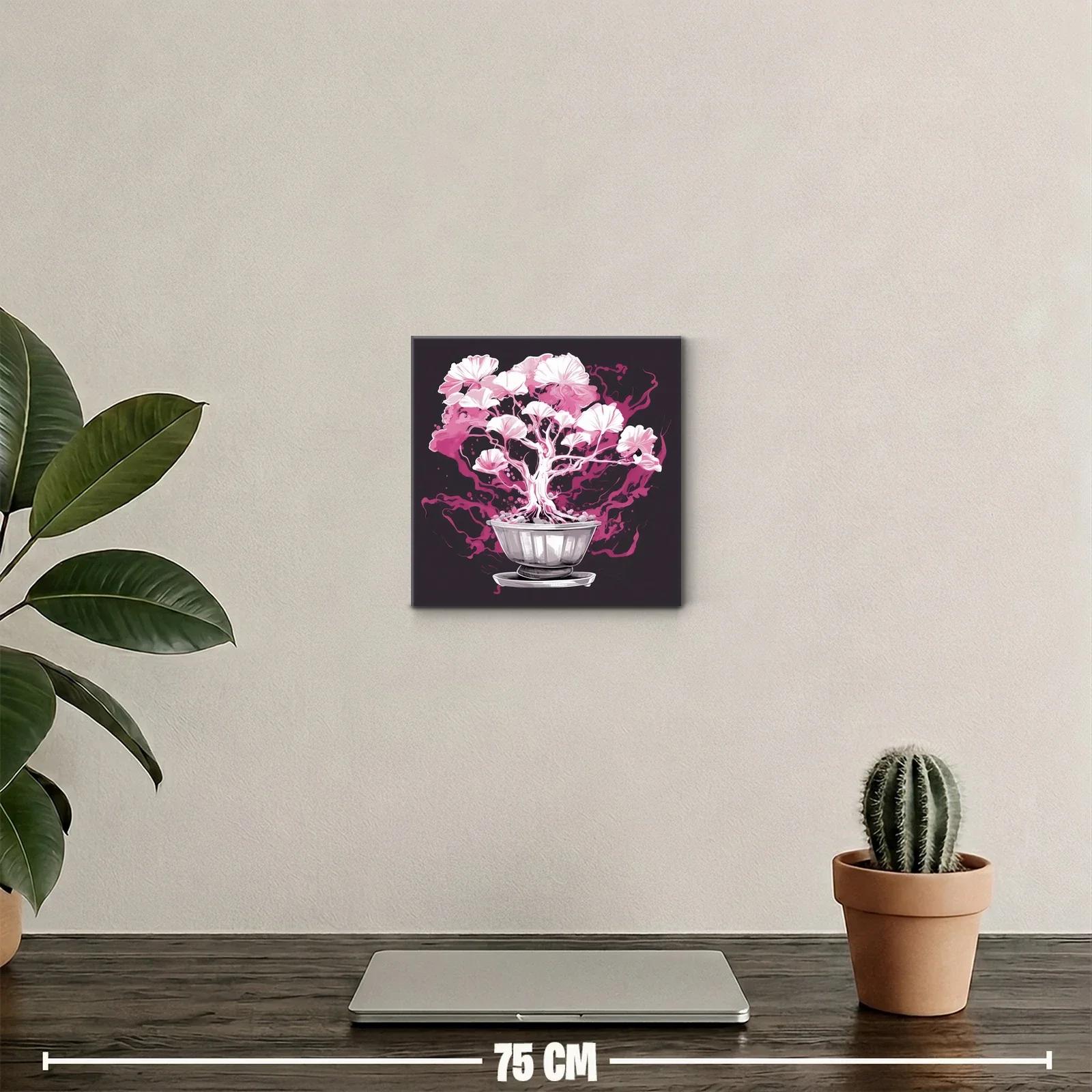 Árbol de flores blancas y rosas sobre fondo oscuro — miniatura 2