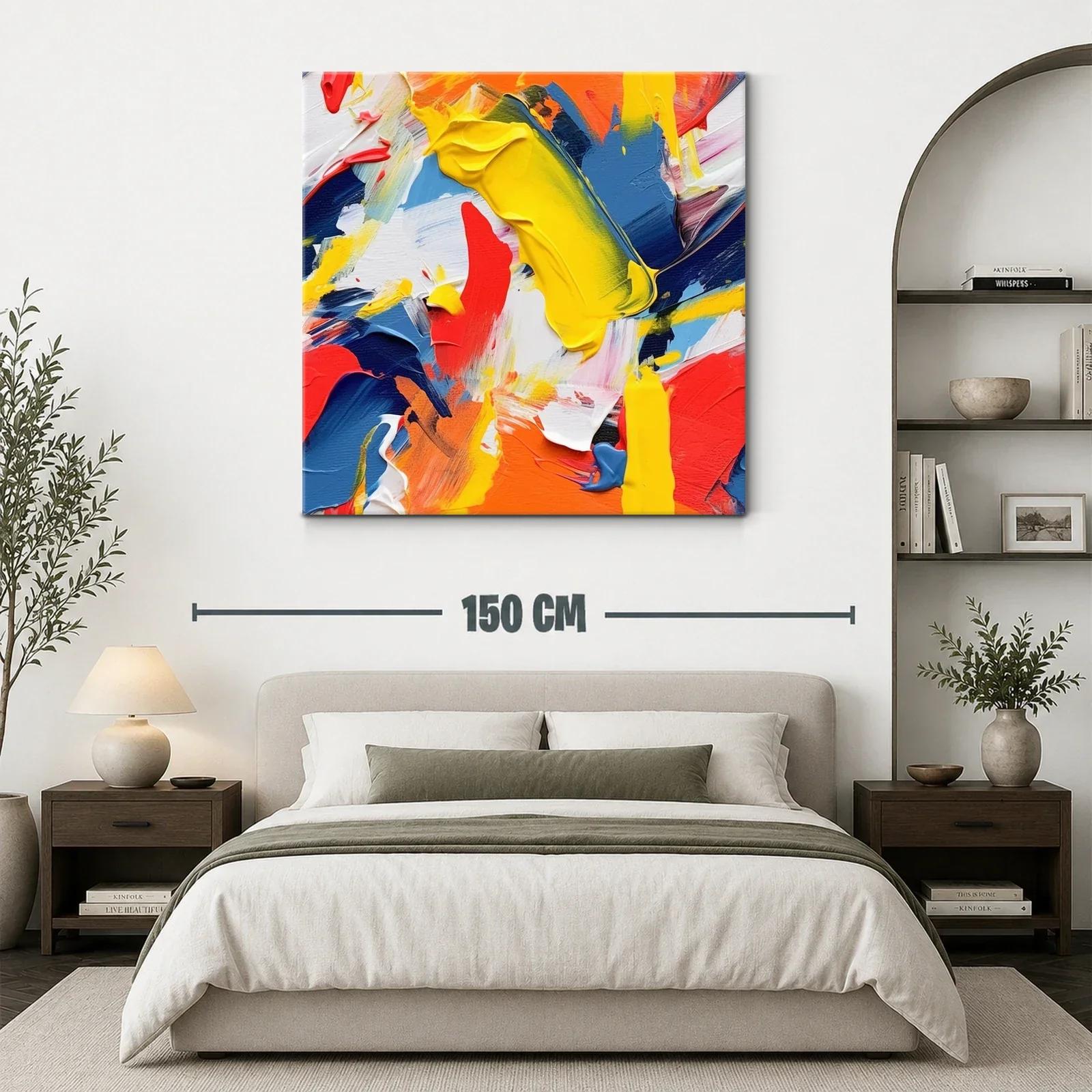 Cuadro abstracto en vibrantes tonos cálidos y fríos — miniatura 3