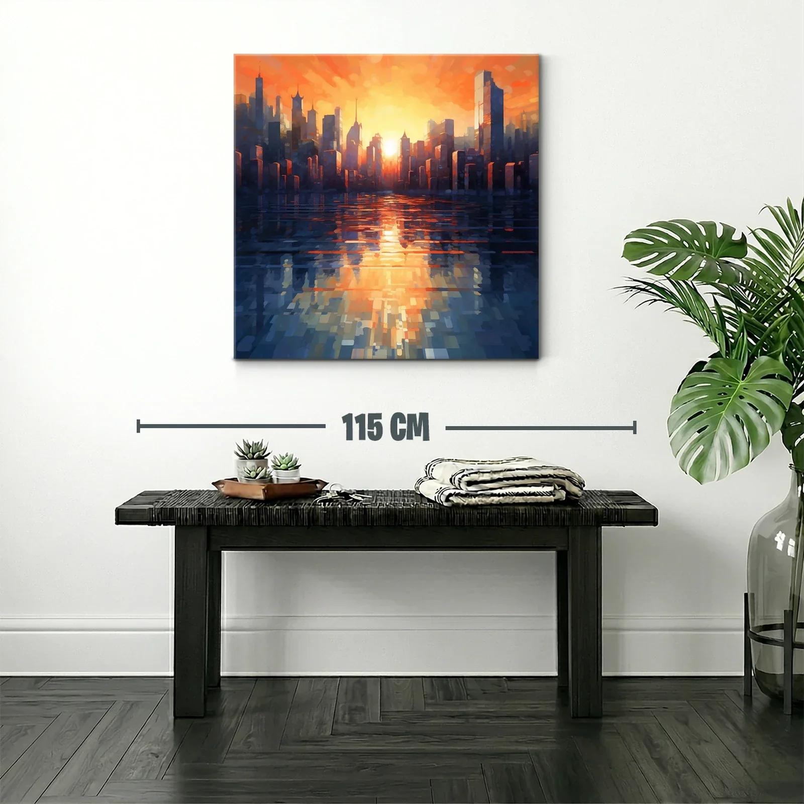 Atardecer vibrante en la silueta de la ciudad moderna — miniatura 2