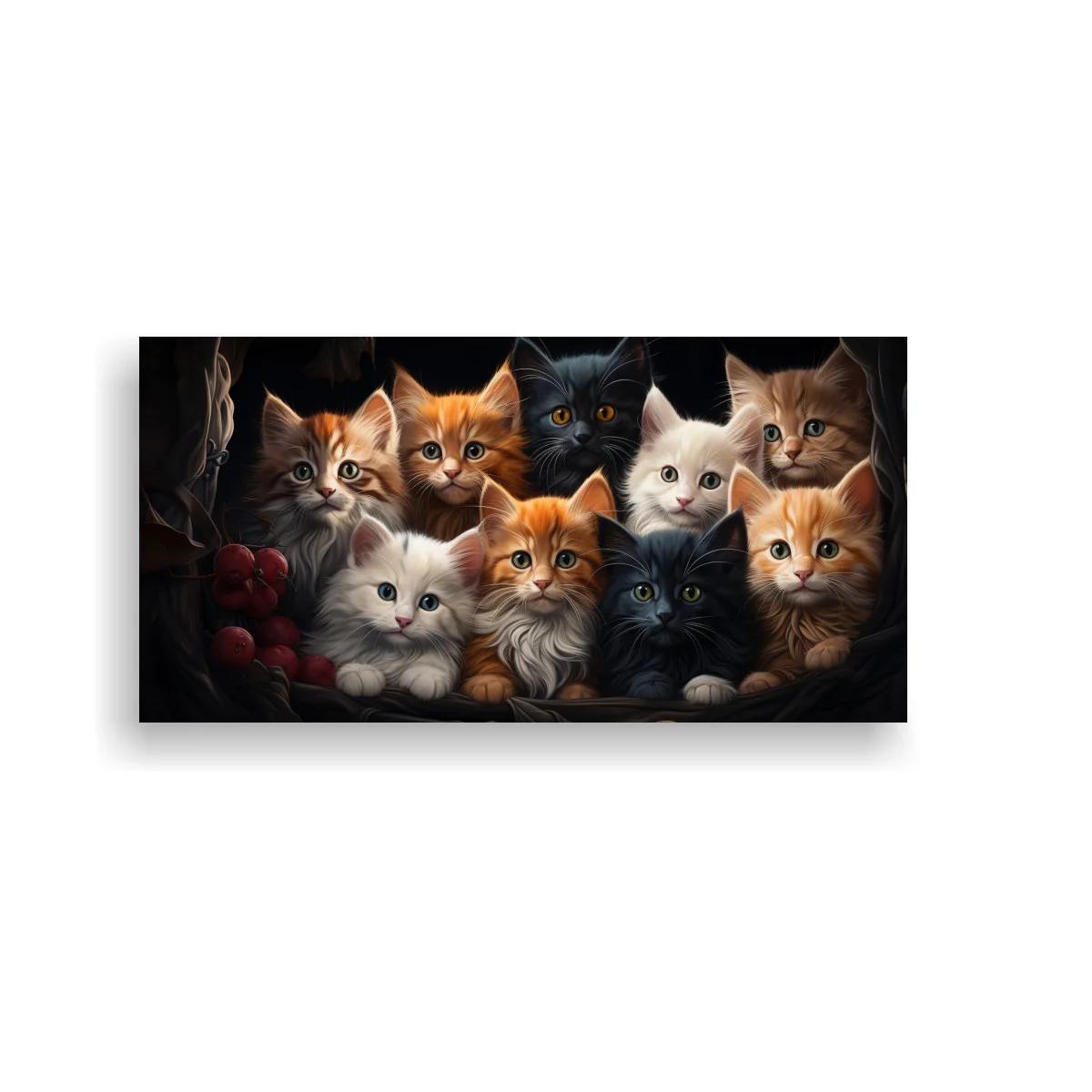 Cuadro grupo de gatitos con uvas rojas — imagen principal