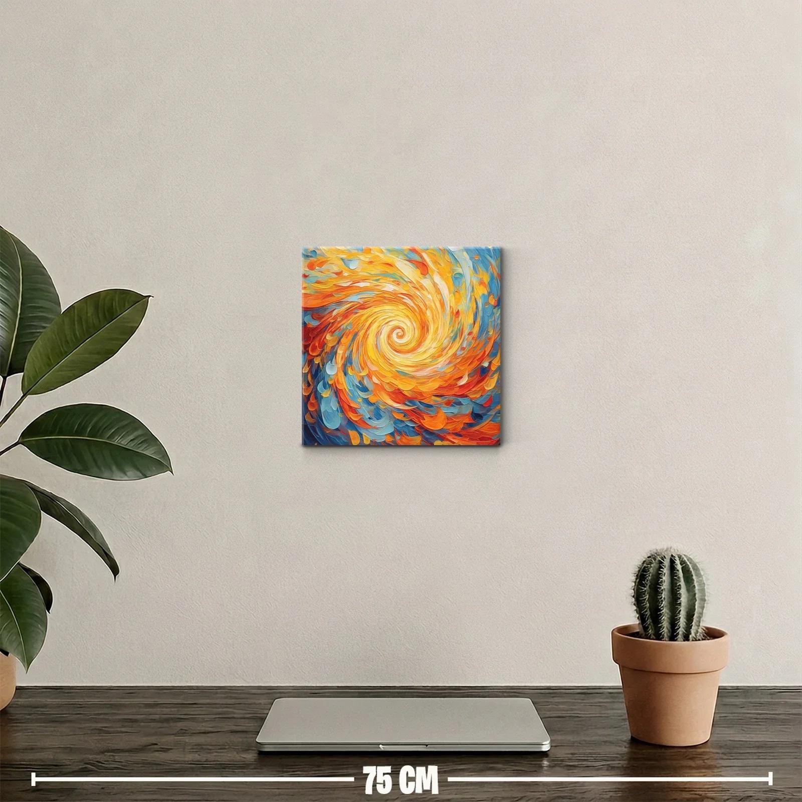Cuadro abstracto con remolino de colores cálidos y fríos — miniatura 2