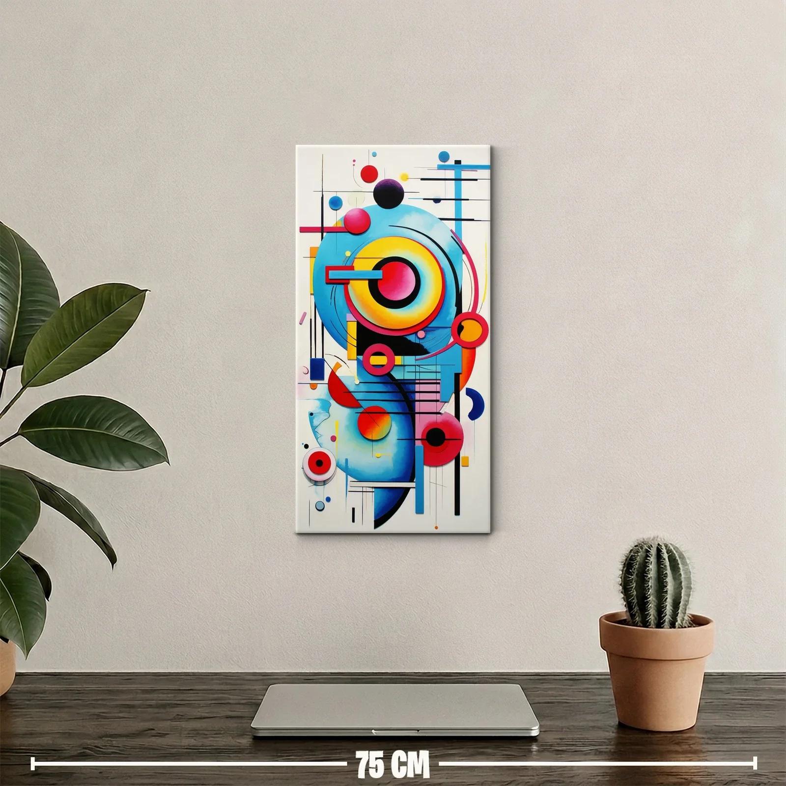 Cuadro abstracto de círculos concéntricos con barras y arcos — miniatura 2