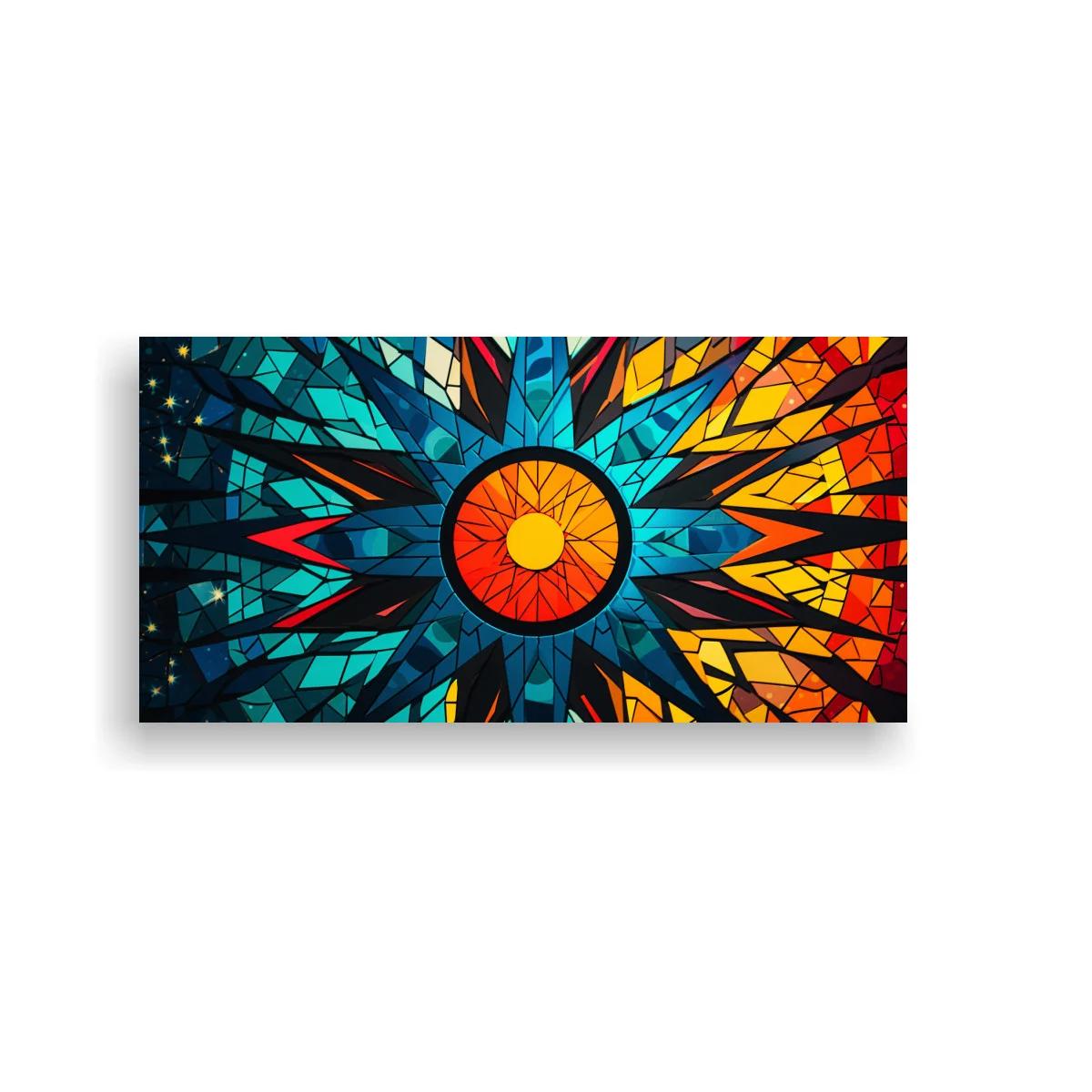 Cuadro mandala solar con mosaico geométrico — imagen principal