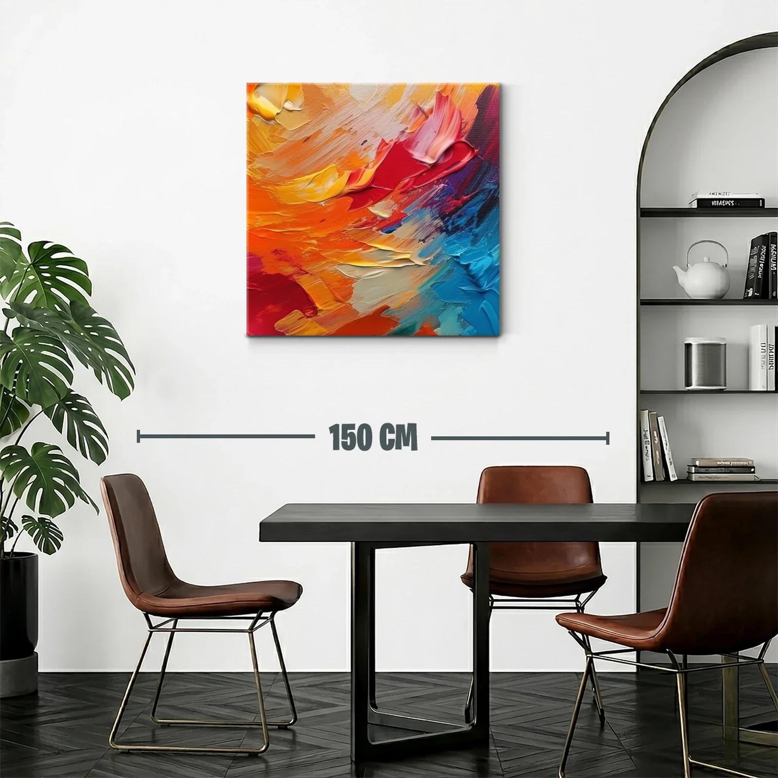 Cuadro abstracto vibrante con tonos cálidos y fríos intensos — miniatura 2