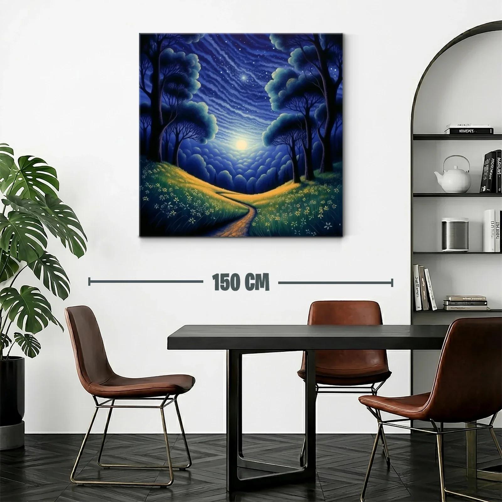 Paisaje nocturno con sendero y cielo estrellado — miniatura 2