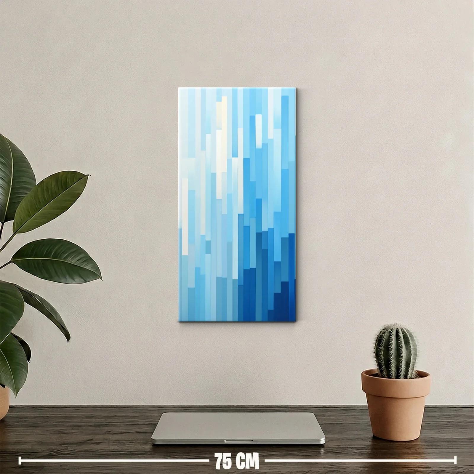 Cuadro bandas verticales abstractas en tonos azulados — miniatura 2