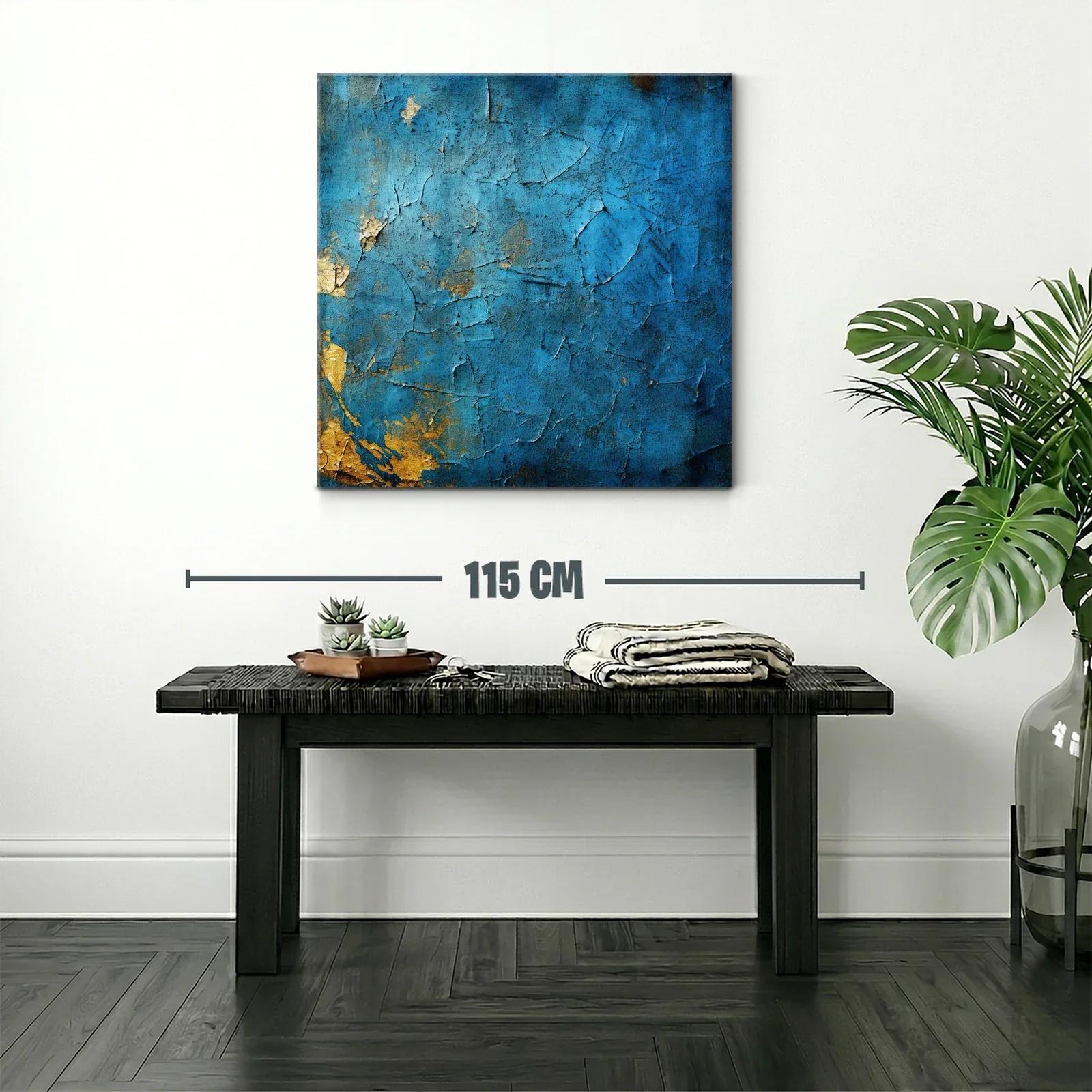 Arte abstracto en textura azul con detalles dorados — miniatura 2