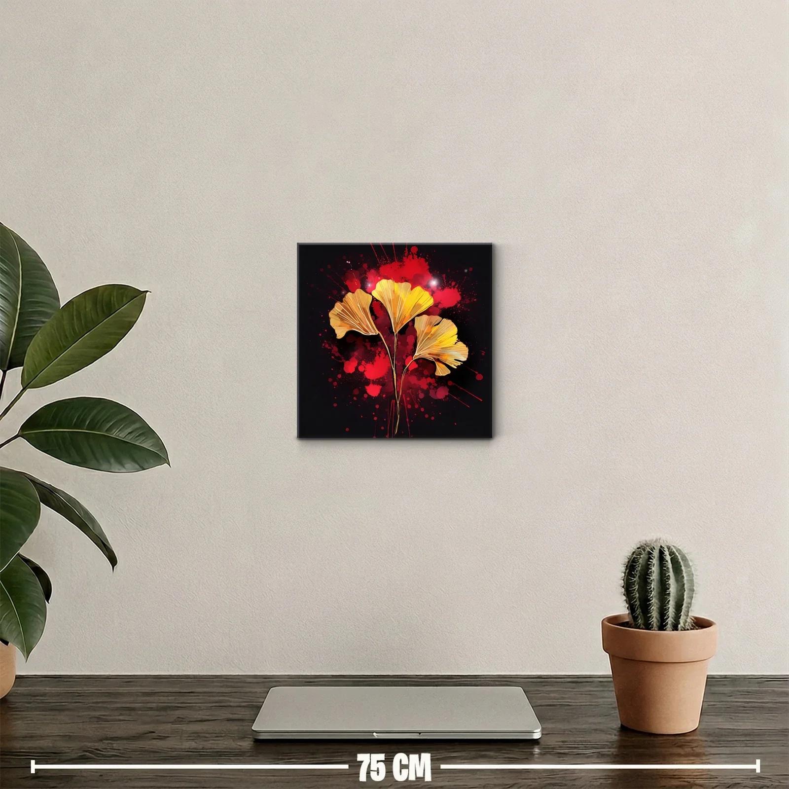 Flores doradas sobre fondo negro y rojo vibrante — miniatura 2