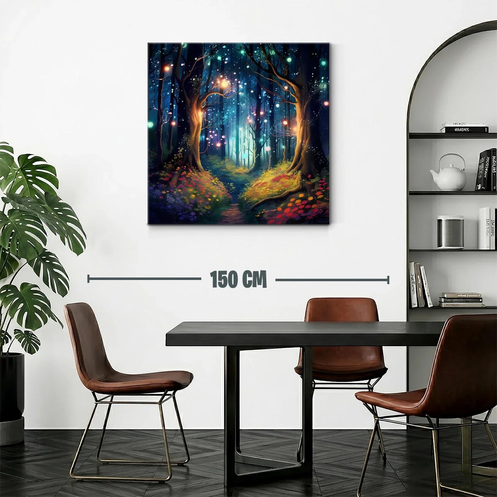 Bosque encantado con luces mágicas y flores vibrantes — miniatura 2