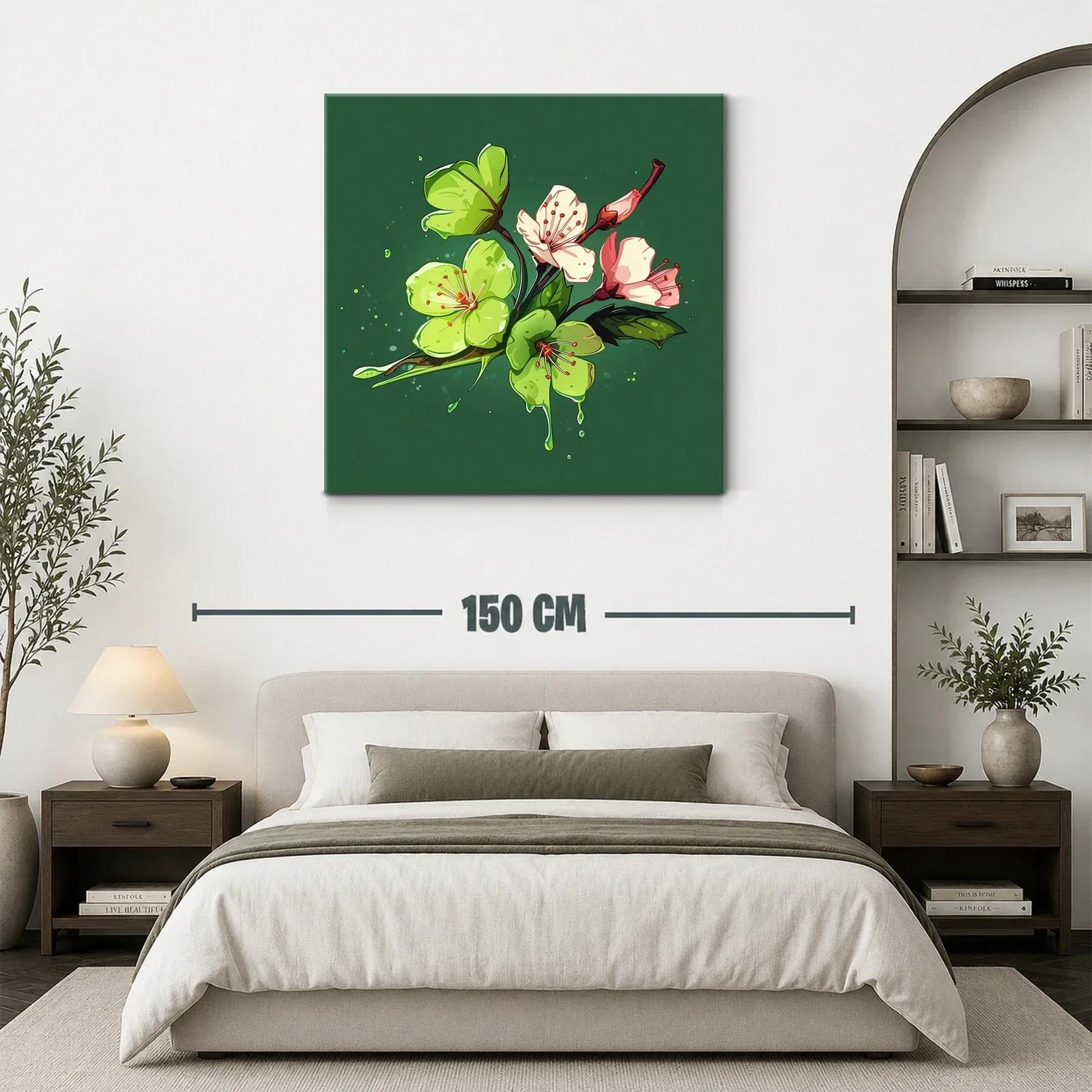 Flores delicadas con tonos verdes y rosados sobre fondo oscuro — miniatura 3