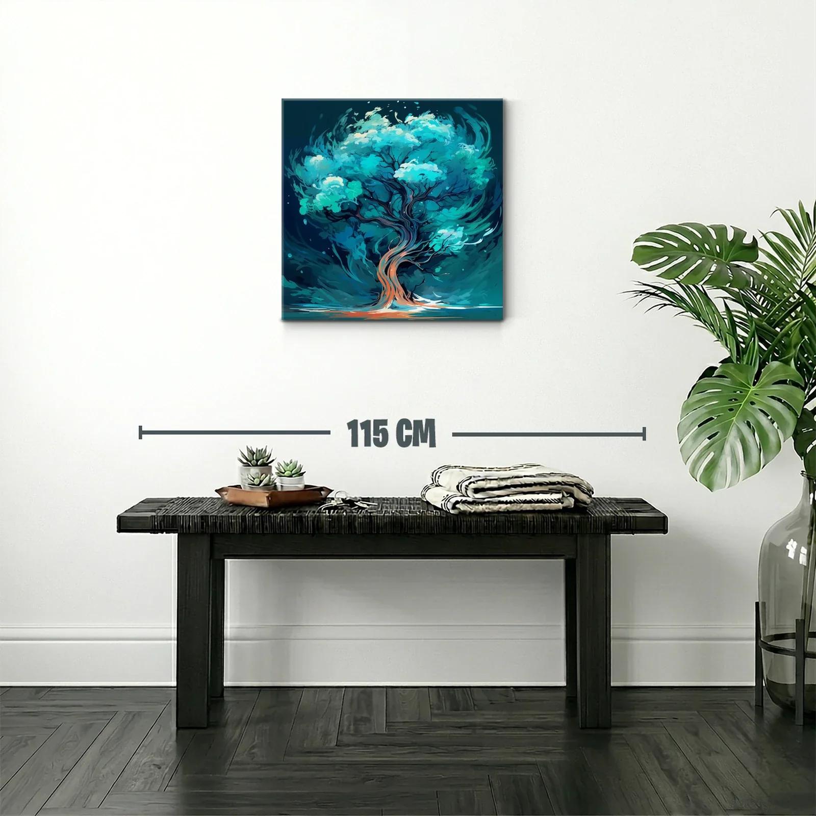 Árbol vibrante en tonos turquesa y azul profundo — miniatura 2