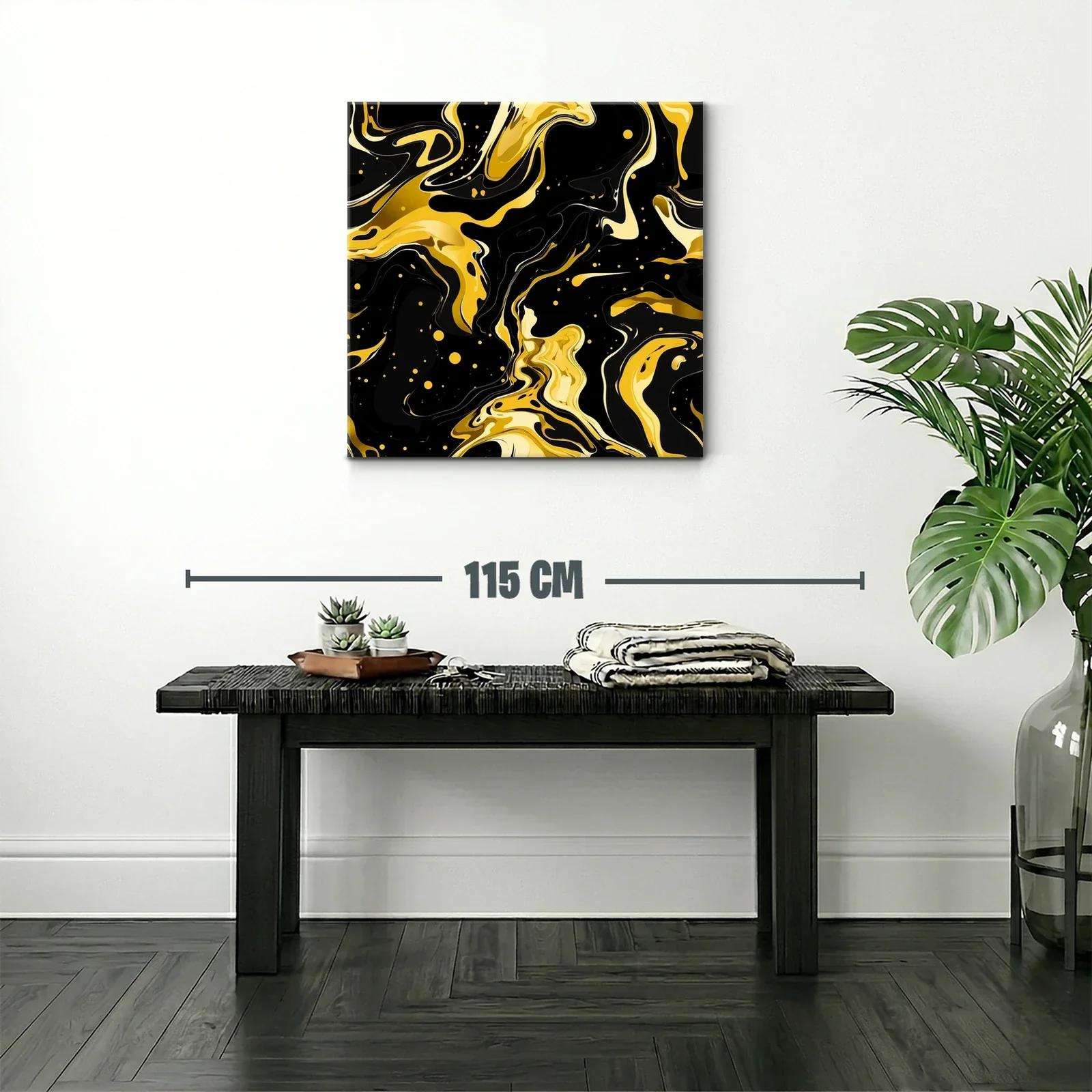 Abstracto dinámico en tonos dorados y negro brillante — miniatura 2