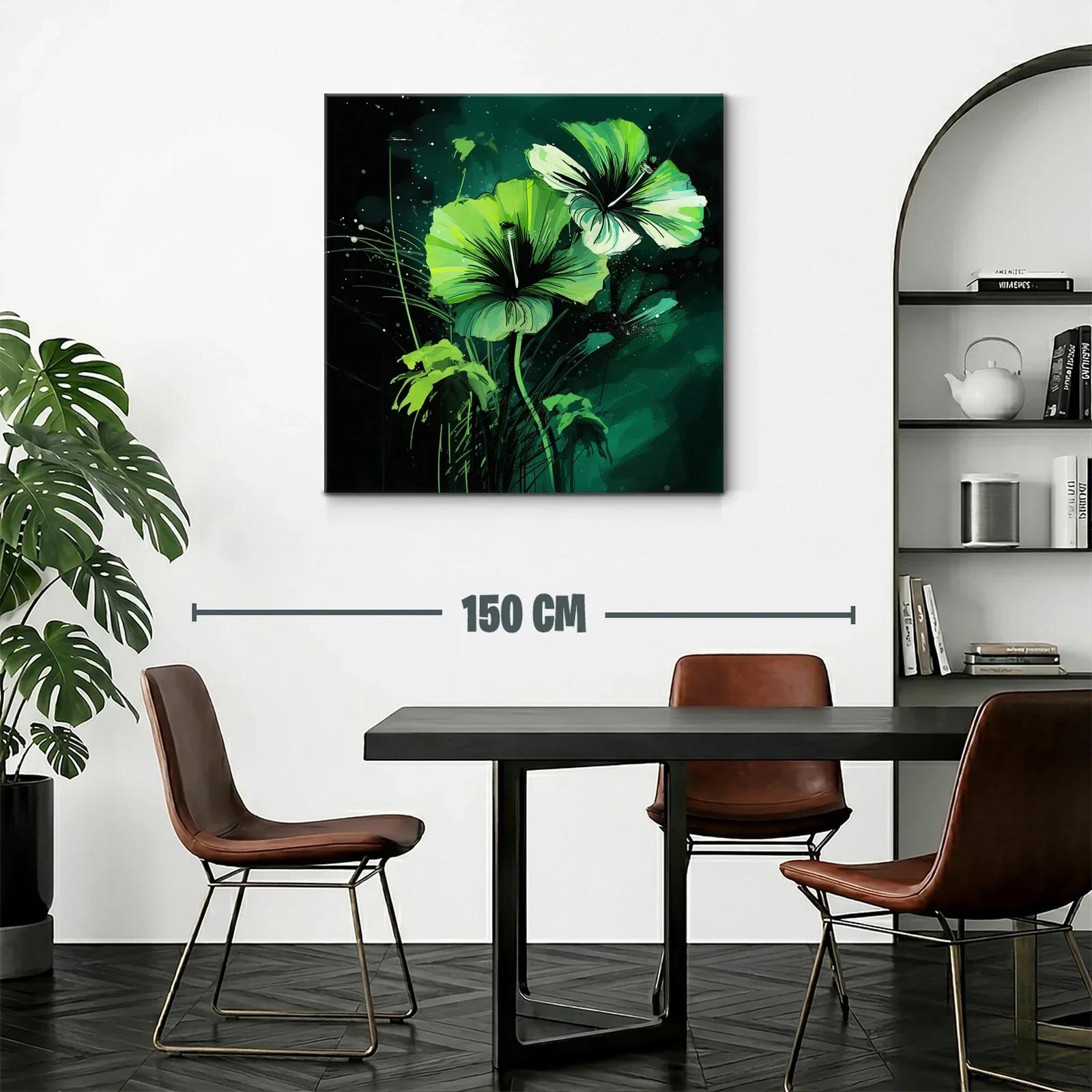 Cuadro floral con vibrantes tonos verdes y negros — miniatura 2