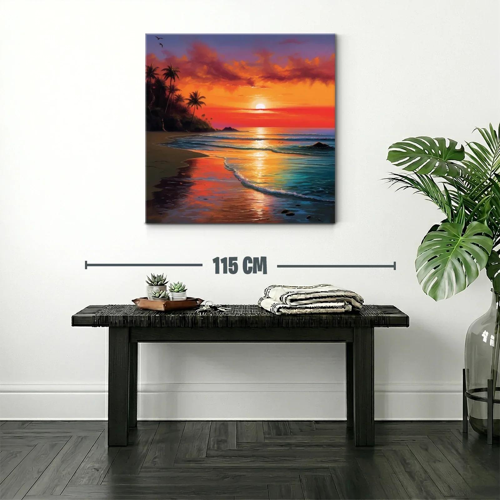 Atardecer tropical con palmeras y reflejos vibrantes en el mar — miniatura 2
