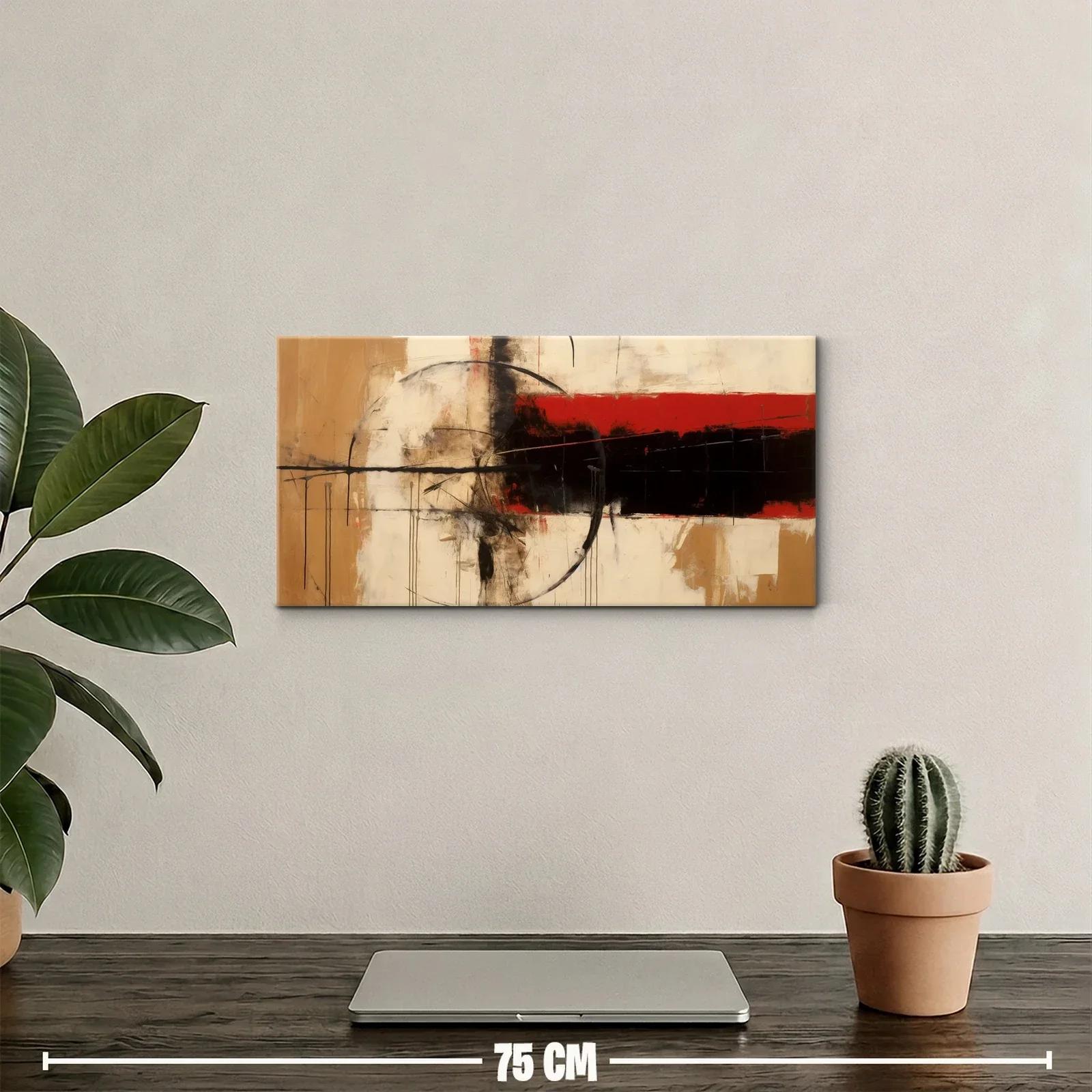 Cuadro composición abstracta con franja negra y círculo parcial — miniatura 2