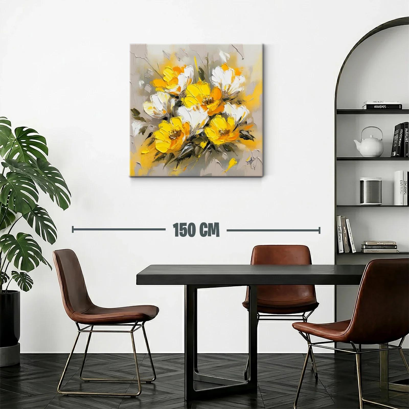 Flores vibrantes en tonos amarillos y blancos con fondo neutro — miniatura 2