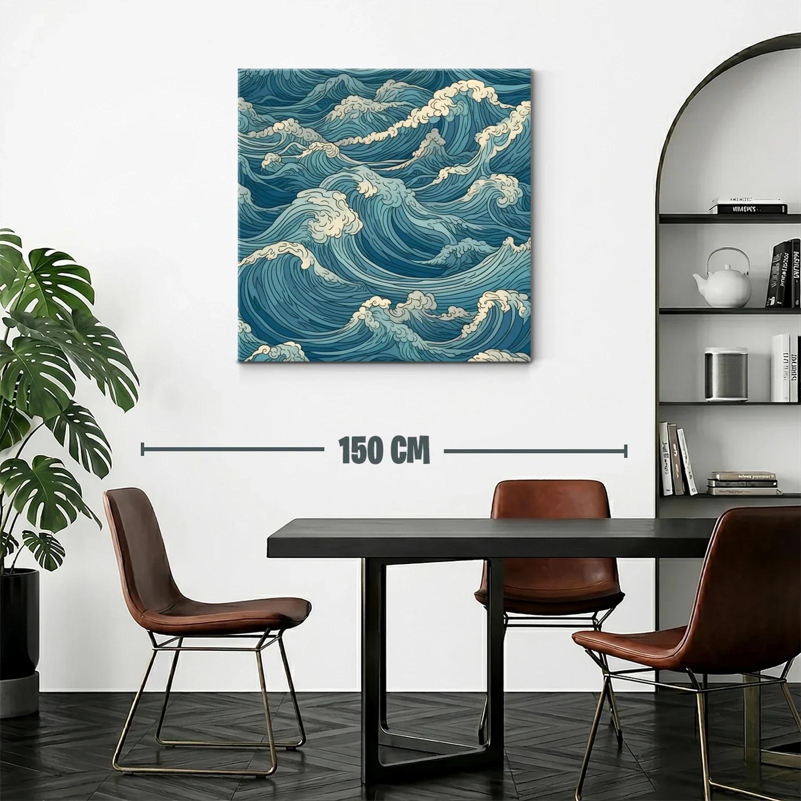 Cuadro de olas marinas en tonos azules y blancos — miniatura 2