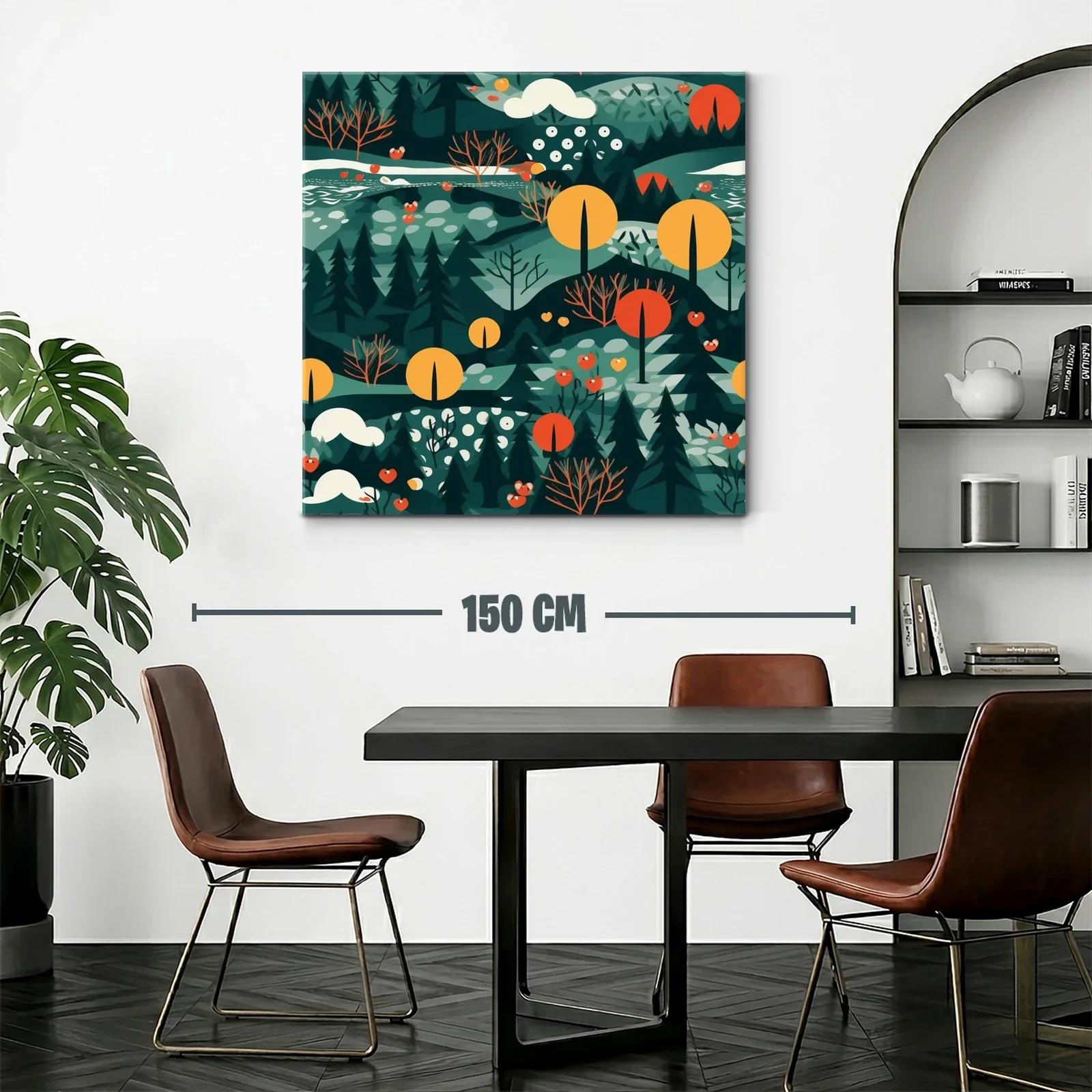 Paisaje abstracto con árboles en tonos cálidos y verdes — miniatura 2