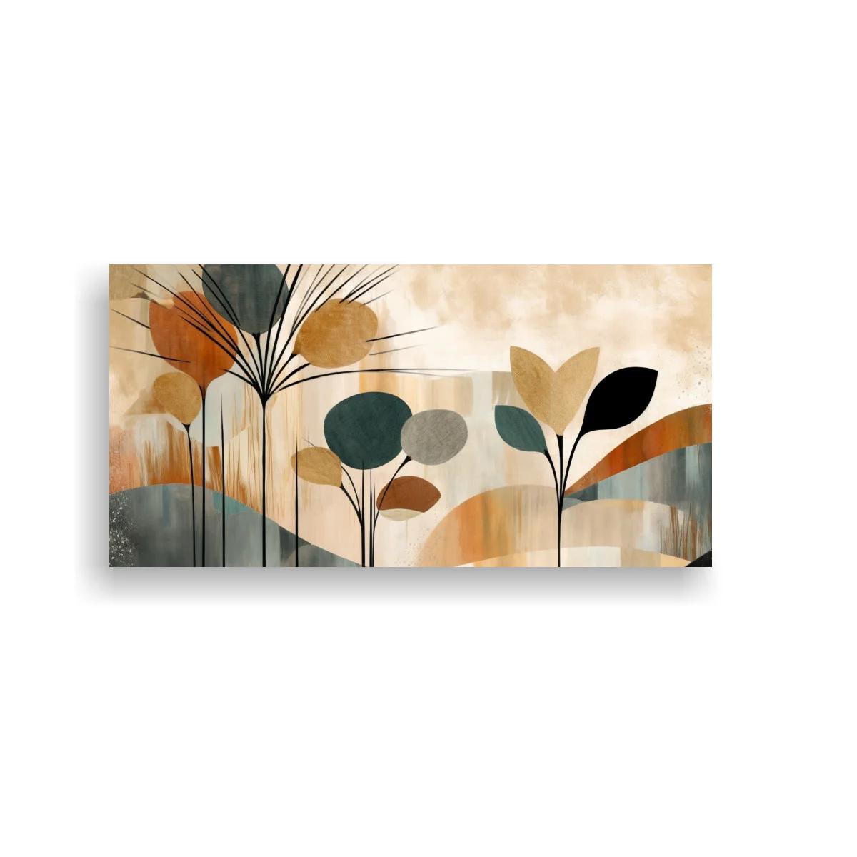 Cuadro flores abstractas con franjas onduladas — imagen principal