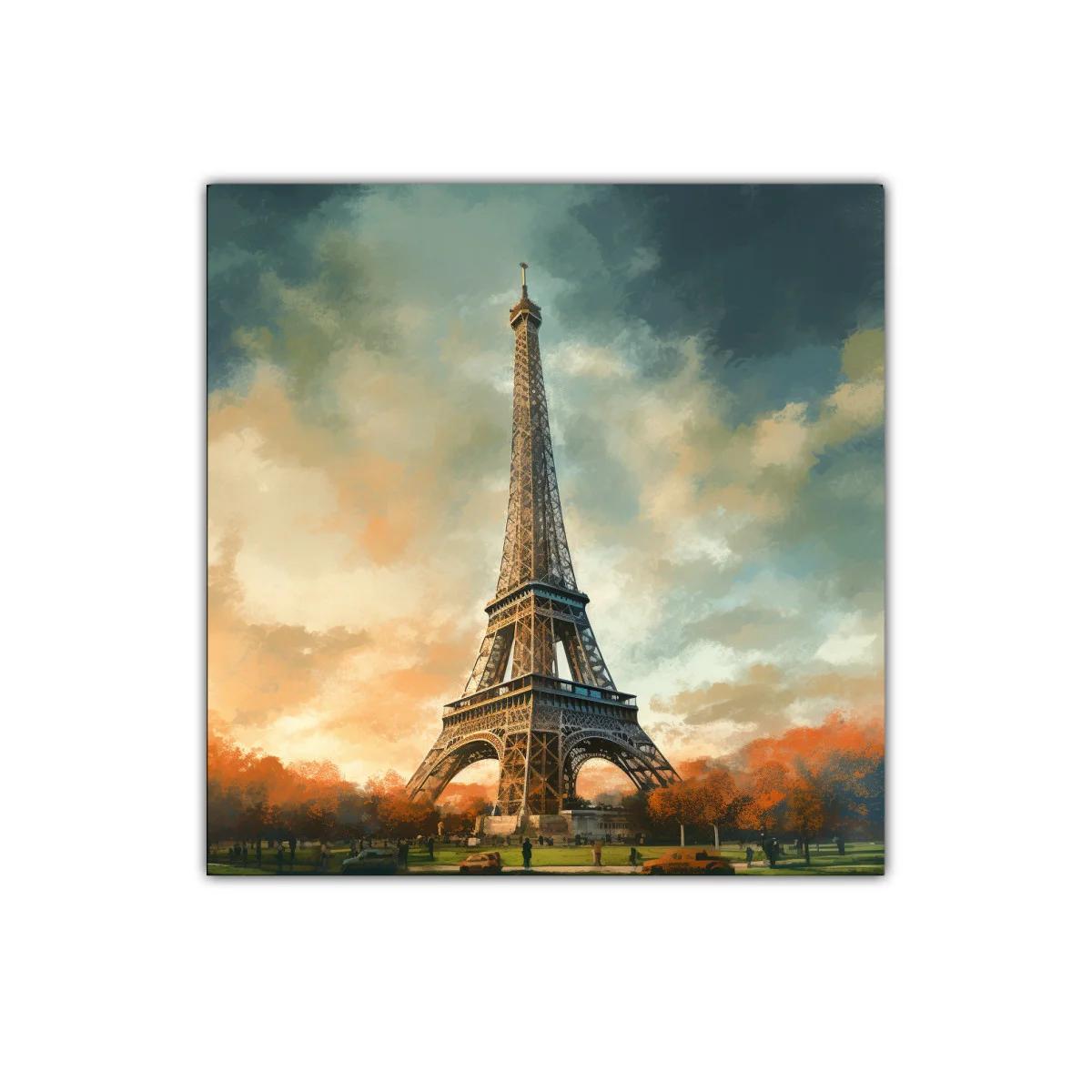 Torre Eiffel al atardecer con cielo dramático — miniatura 1