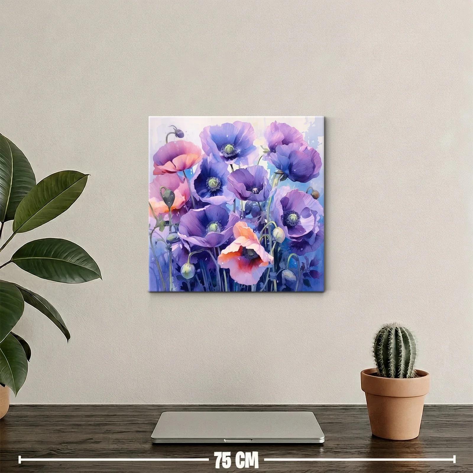 Cuadro con flores en tonos violetas y rosados vibrantes — miniatura 2