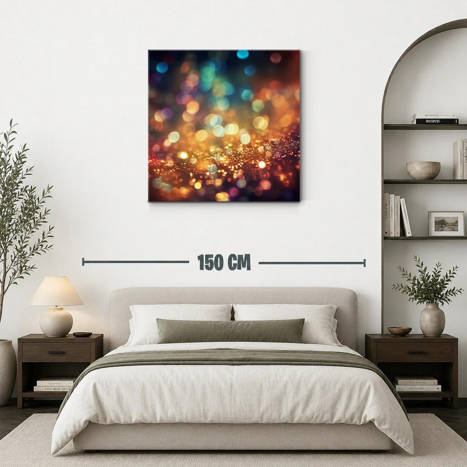 Cuadro abstracto de luces difusas en tonos cálidos y fríos — miniatura 3
