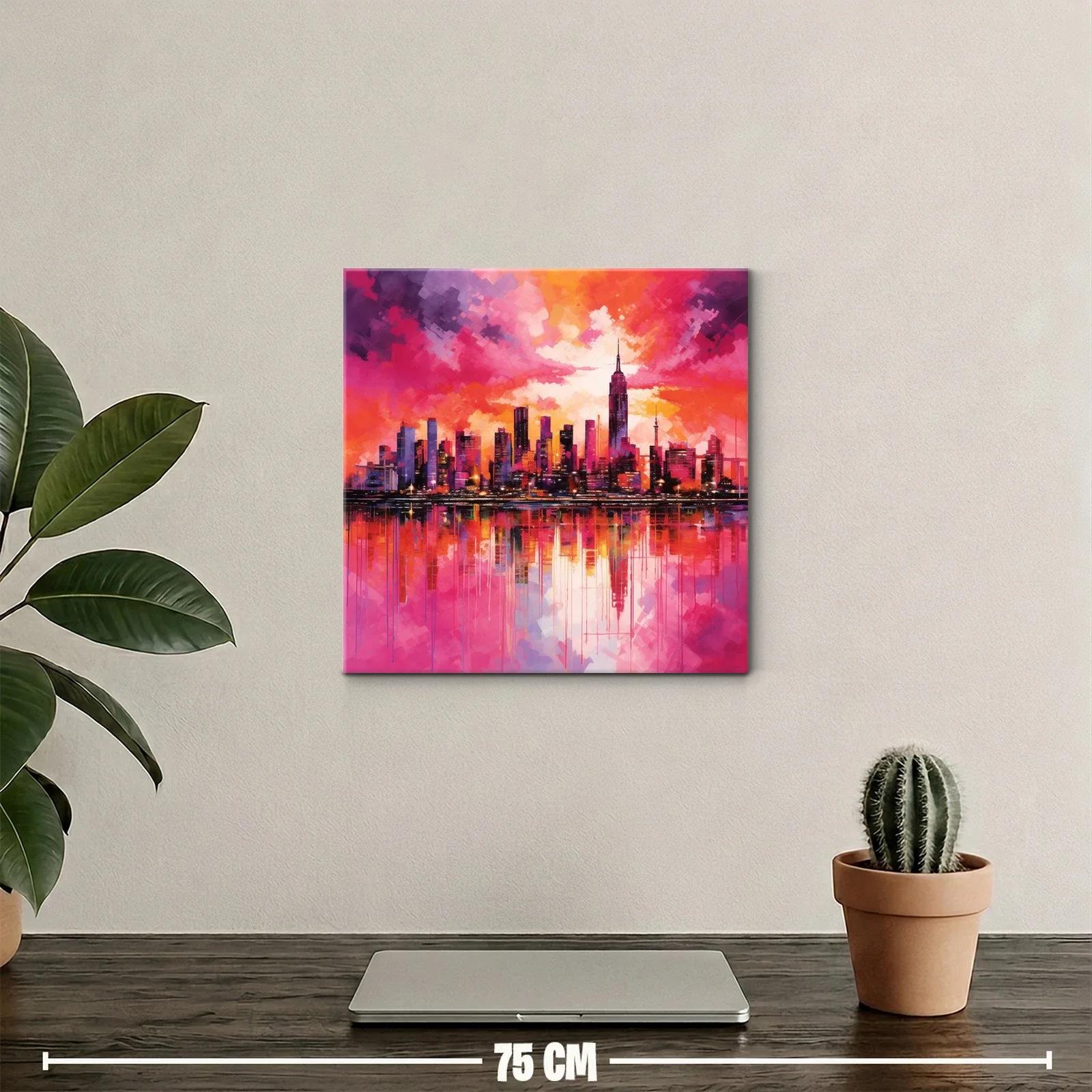 Atardecer vibrante en skyline urbano con reflejos intensos — miniatura 2