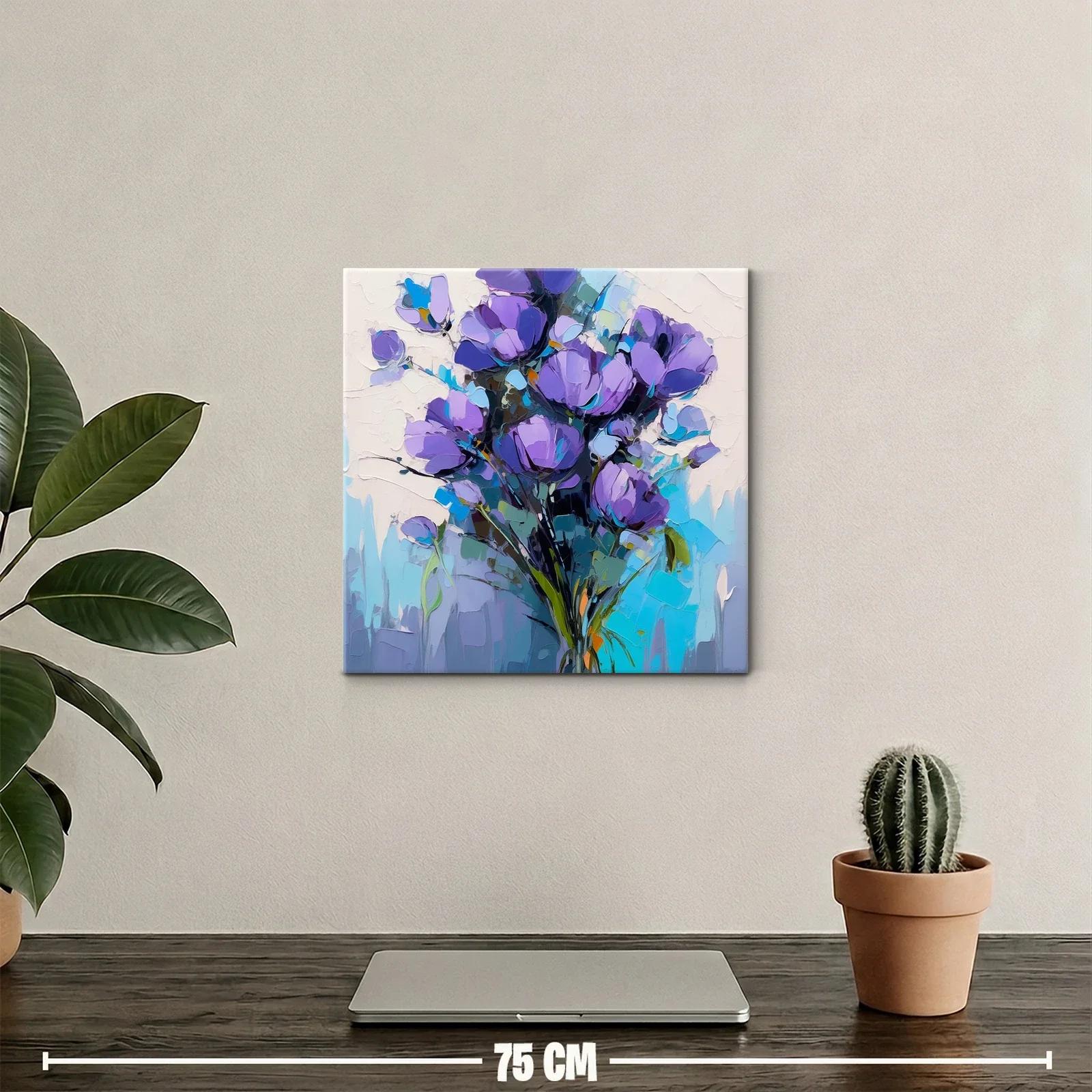 Ramo de flores violetas con fondo en tonos azules y blancos — miniatura 2