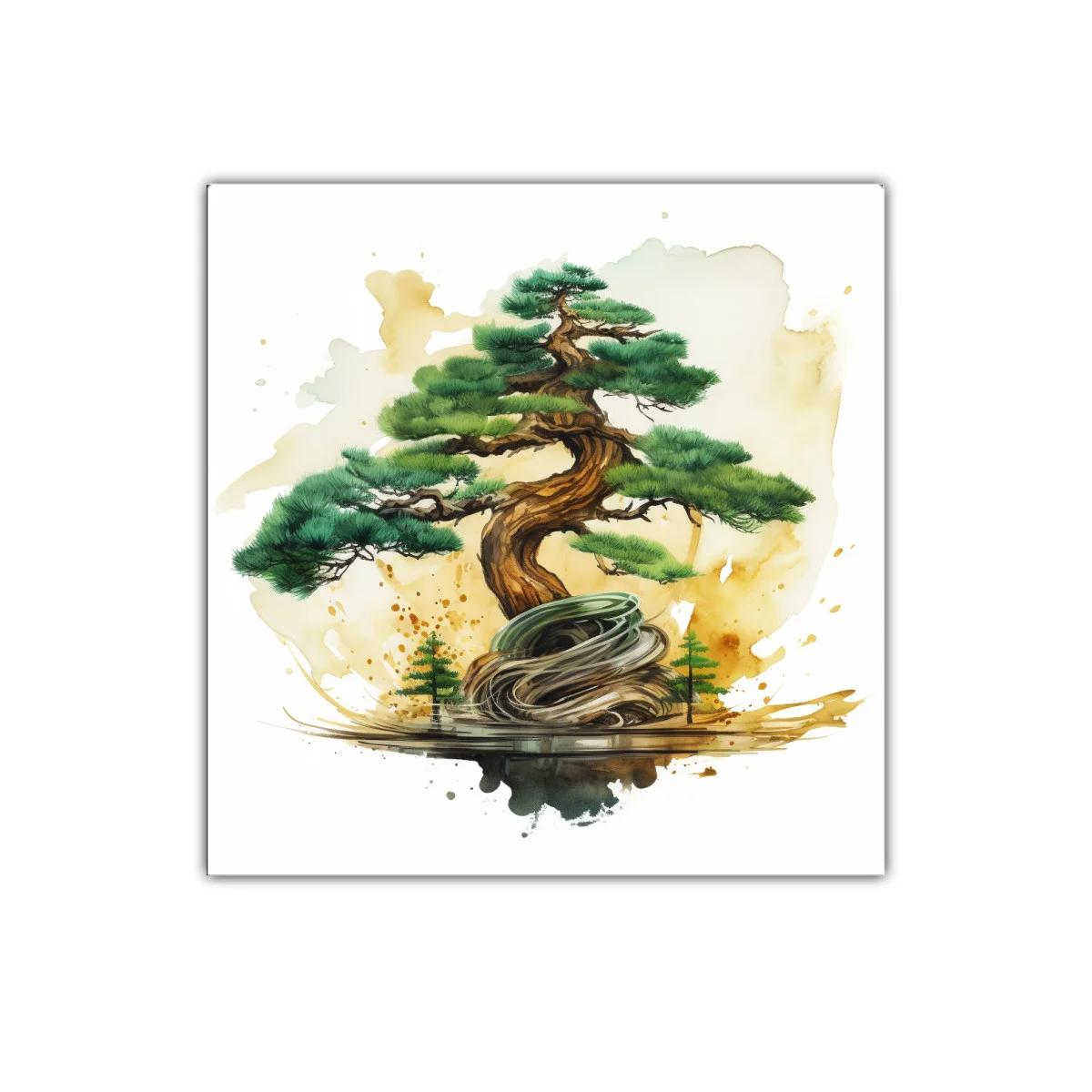 Árbol bonsái con tonos verdes y tierra para decoración — miniatura 1