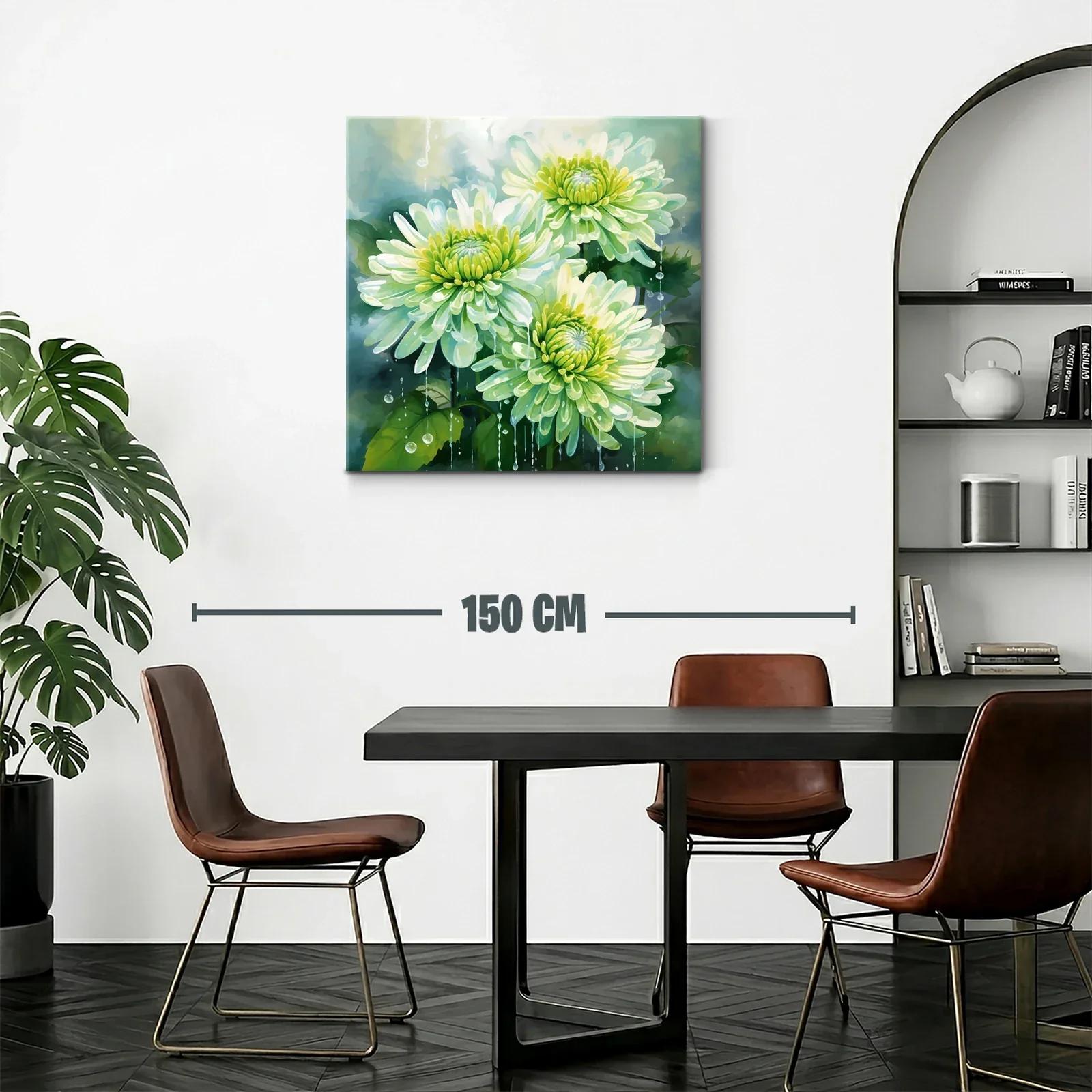 Cuadro con flores verdes y gotas de agua delicadas — miniatura 2