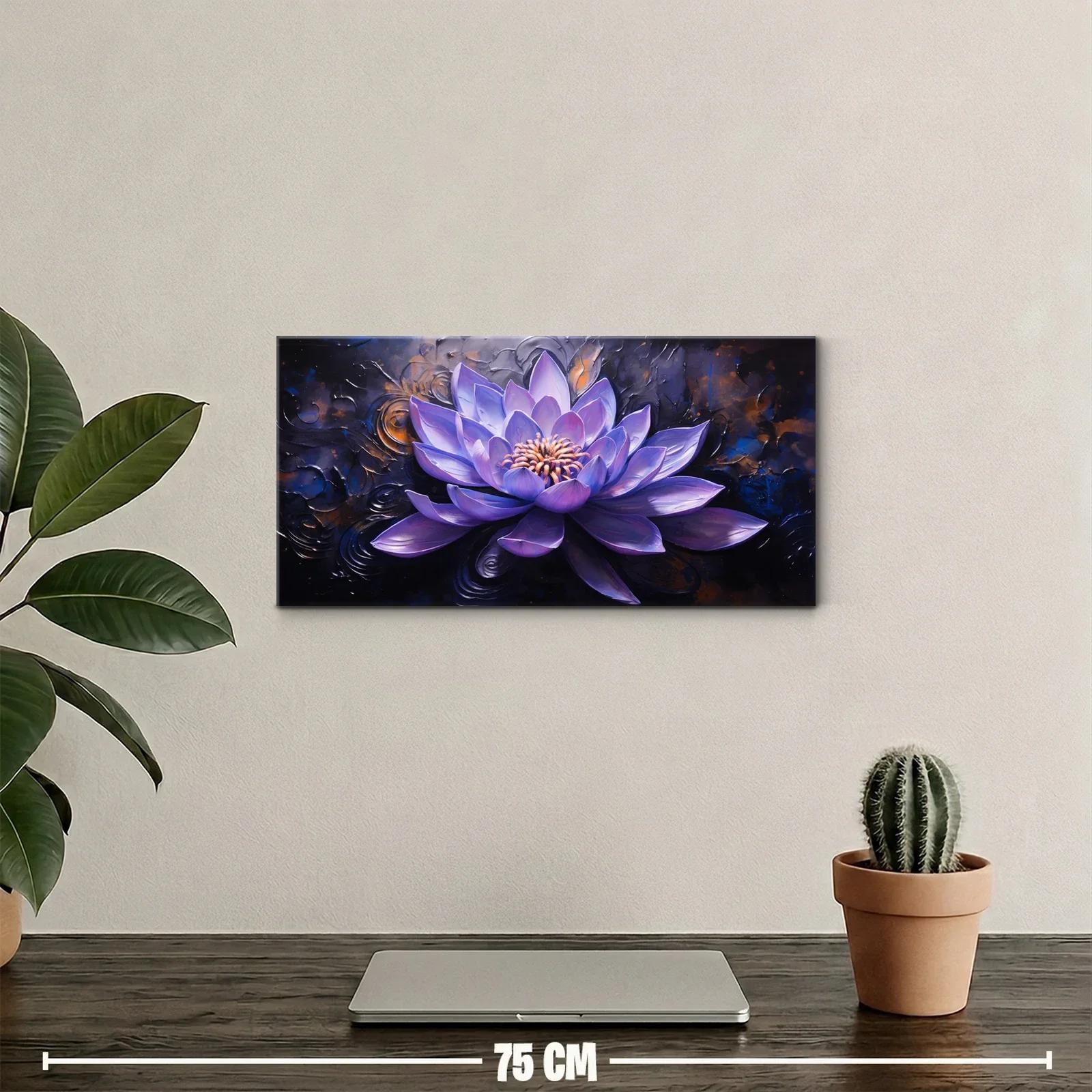Cuadro flor de loto violeta con reflejos atmosféricos — miniatura 2