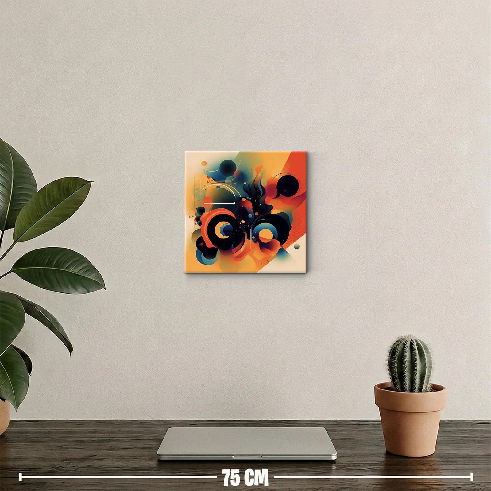 Cuadro abstracto con formas circulares y colores cálidos — miniatura 2