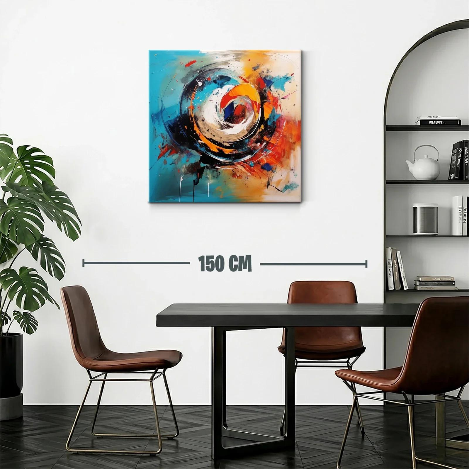 Cuadro abstracto con remolinos en tonos vibrantes y cálidos — miniatura 2