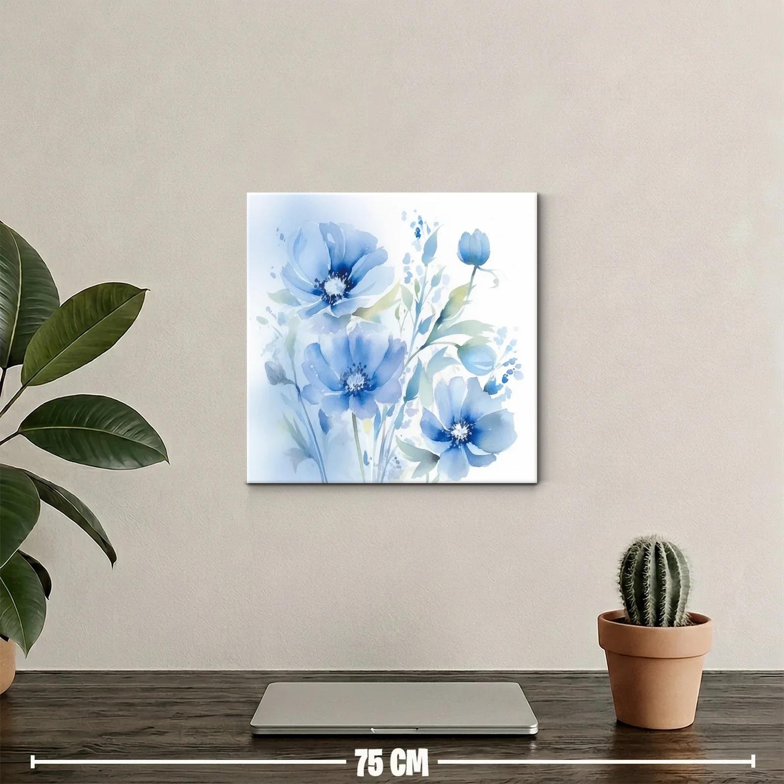 Cuadro floral en tonos azules con delicados pétalos — miniatura 2