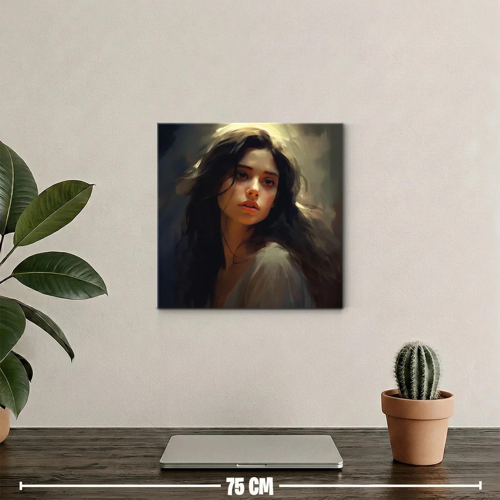 Rostro femenino iluminado con expresión melancólica y luz suave — miniatura 2