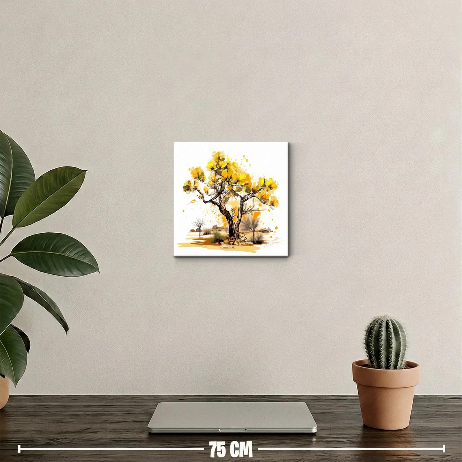 Cuadro decorativo árbol florecido en tonos cálidos — miniatura 2