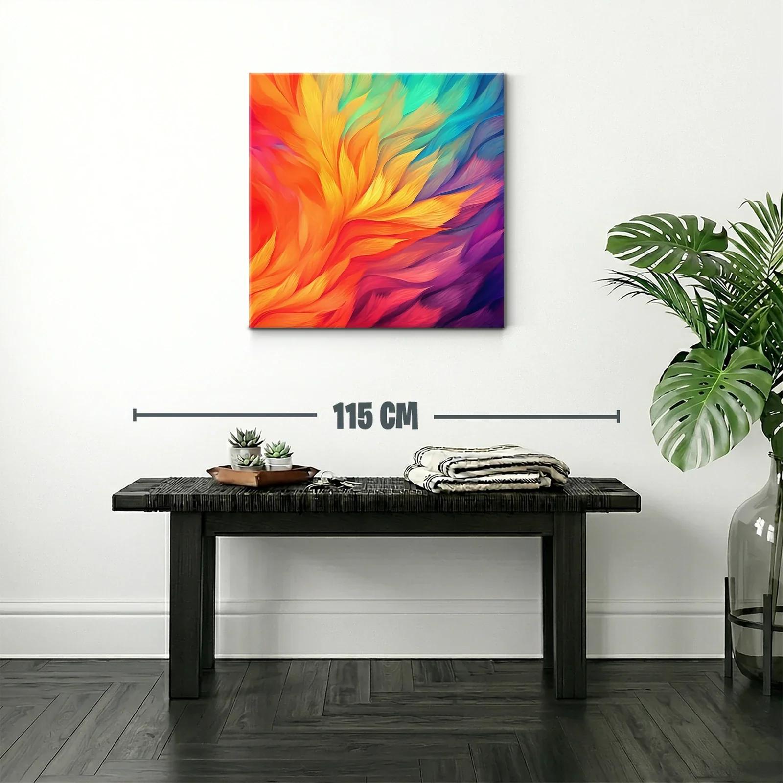 Cuadro abstracto en vibrantes tonos cálidos y fríos — miniatura 2