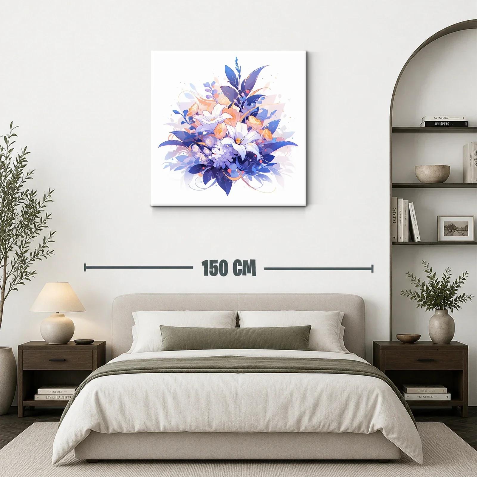 Armonioso ramo floral en tonos azules y melocotón — miniatura 3