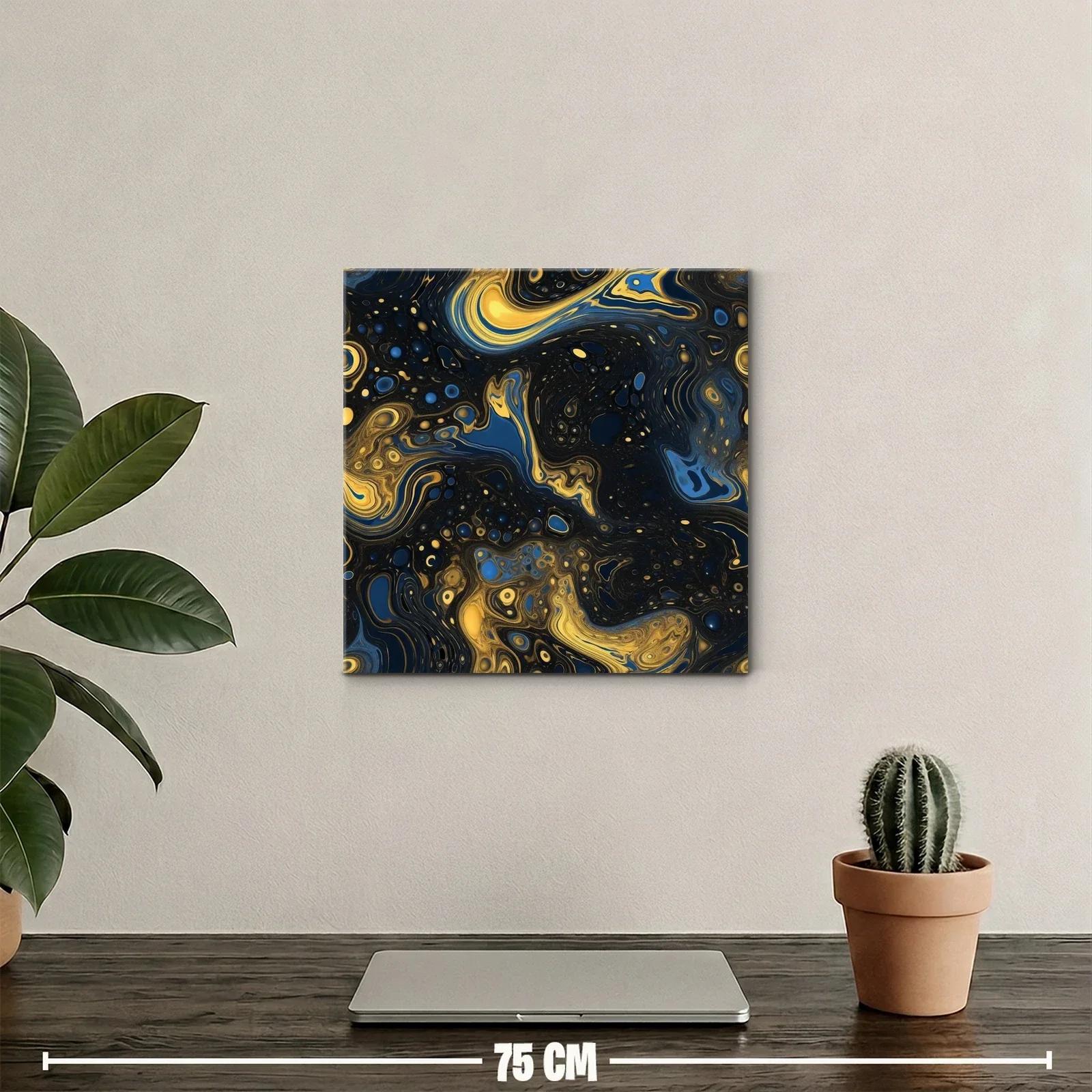 Arte abstracto en tonos azul y dorado brillante — miniatura 2